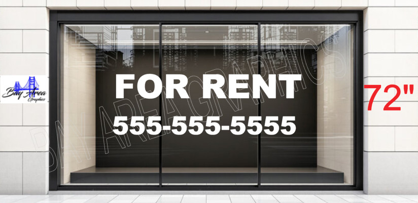 FOR RENT Vinyl Window Decal Sign Exterior Use 2 Colors Waterproof MADE IN USA