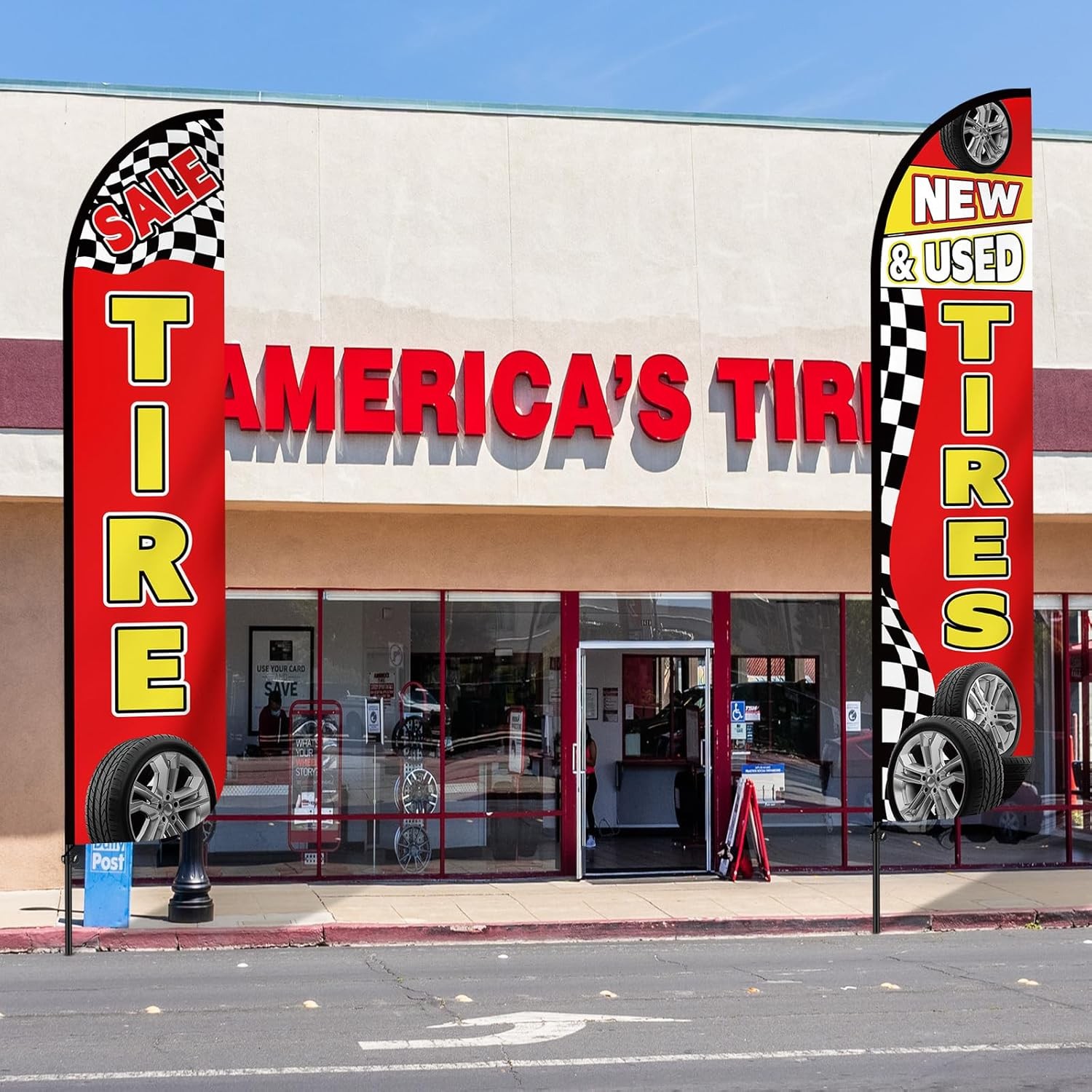 2 Pack 12 Feet Tire Sale King Flags New and Use Tires Shop Feather Flags for Bus