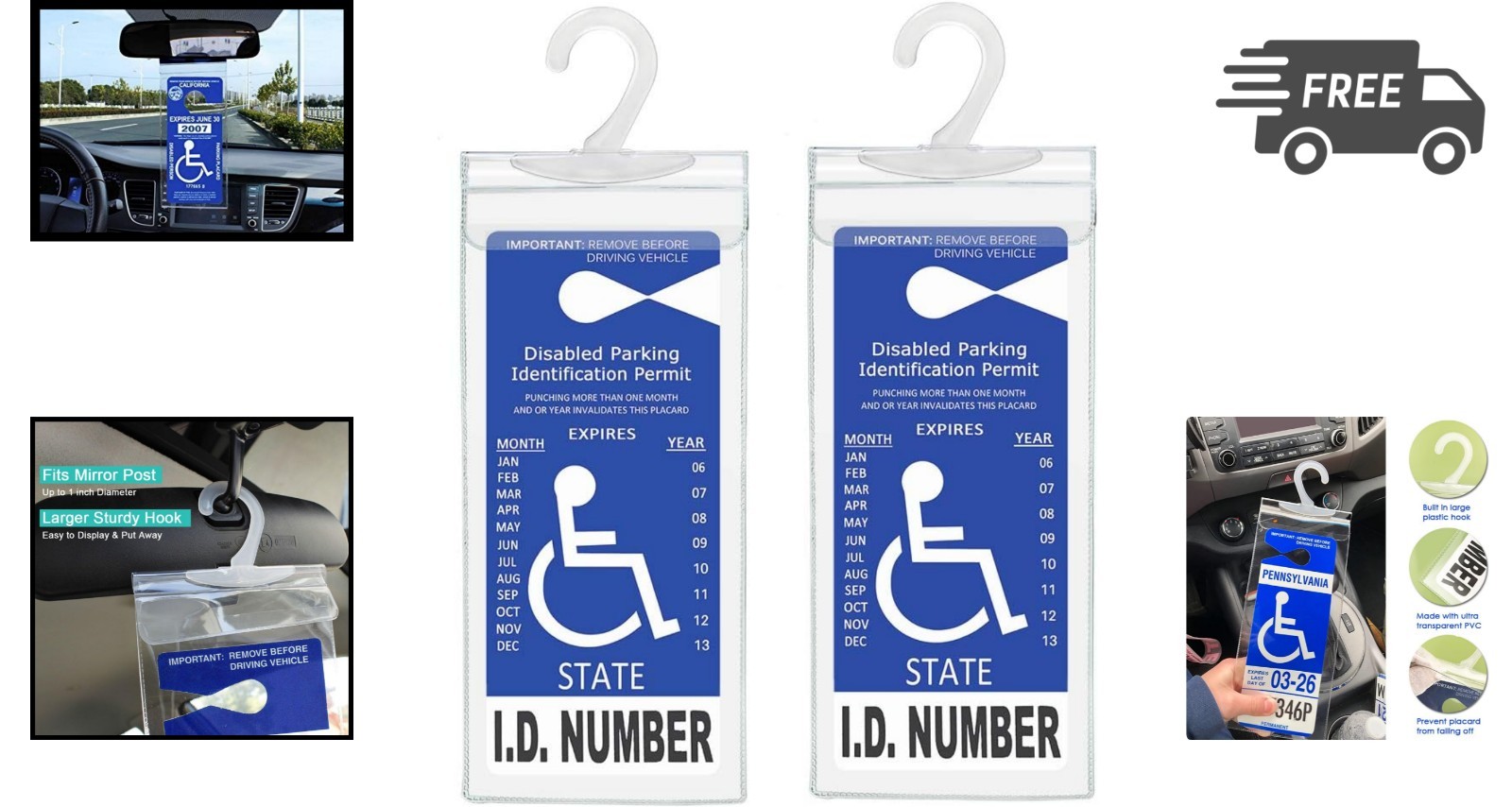 Handicap Parking Placard Holder Protective Cover for Disabled Permit Large Ha…