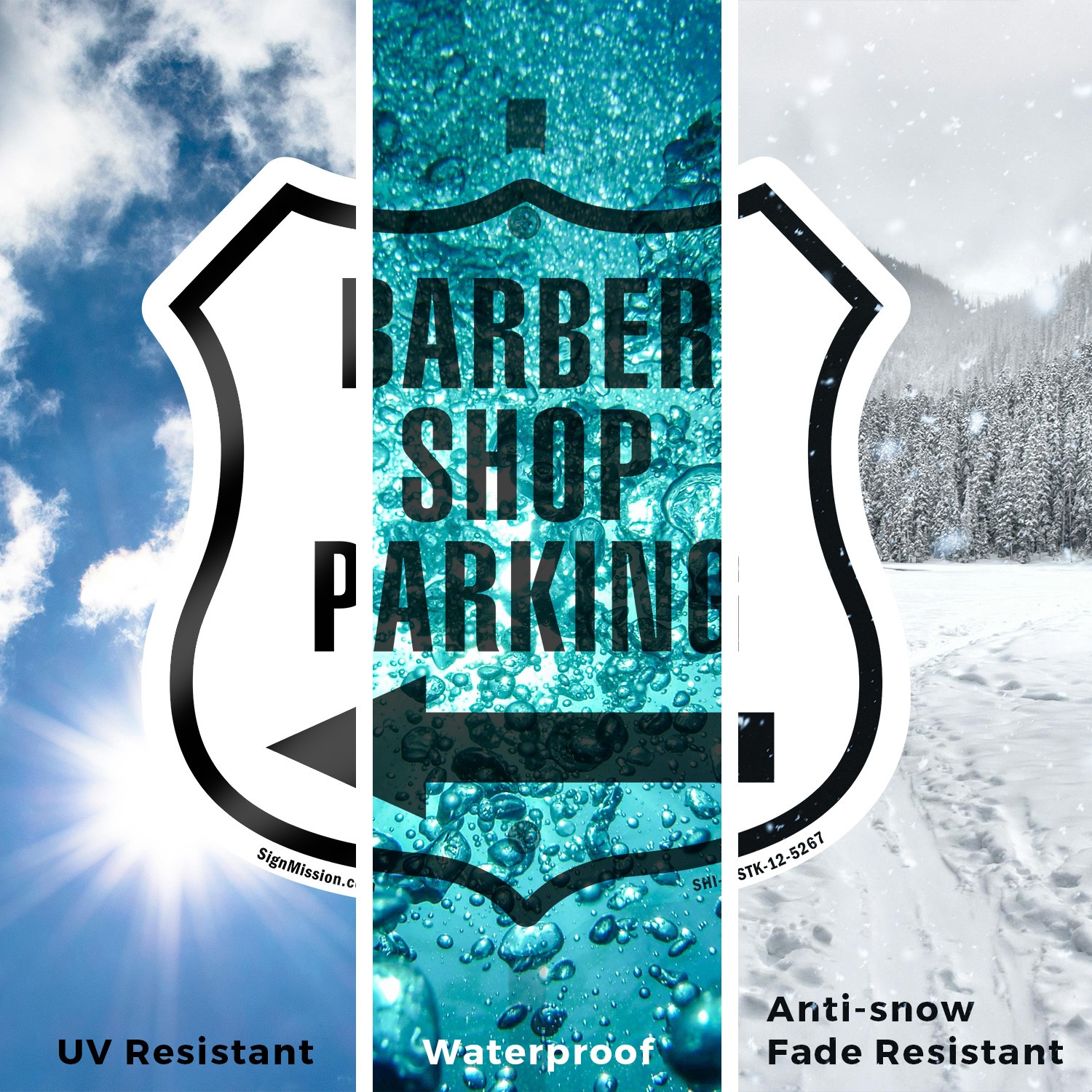 Barber Shop Parking Right Arrow Shield Shaped Sign With Stake Weather Resistant