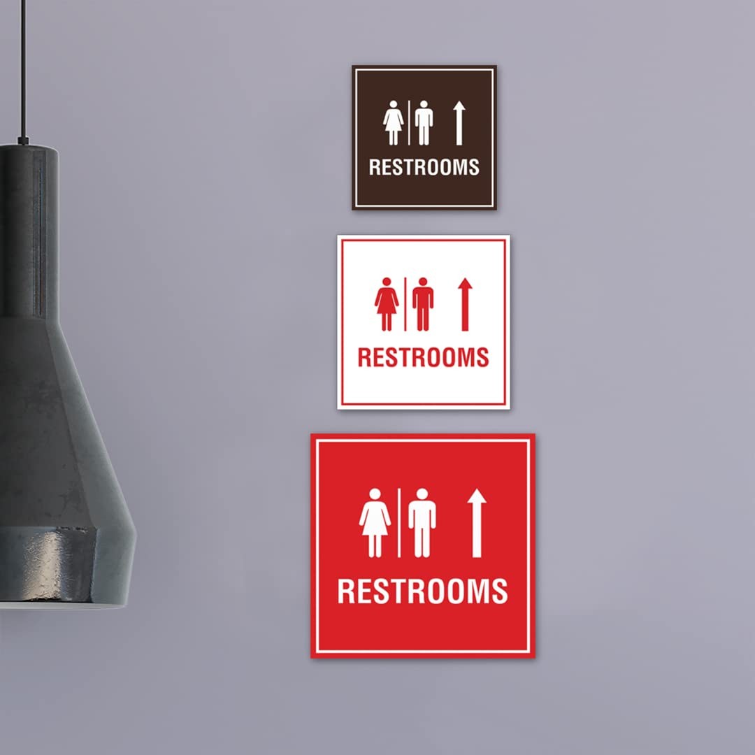 Square Restrooms Up Arrow Sign Black Medium 1 Pack Door Wall Plaque Decor
