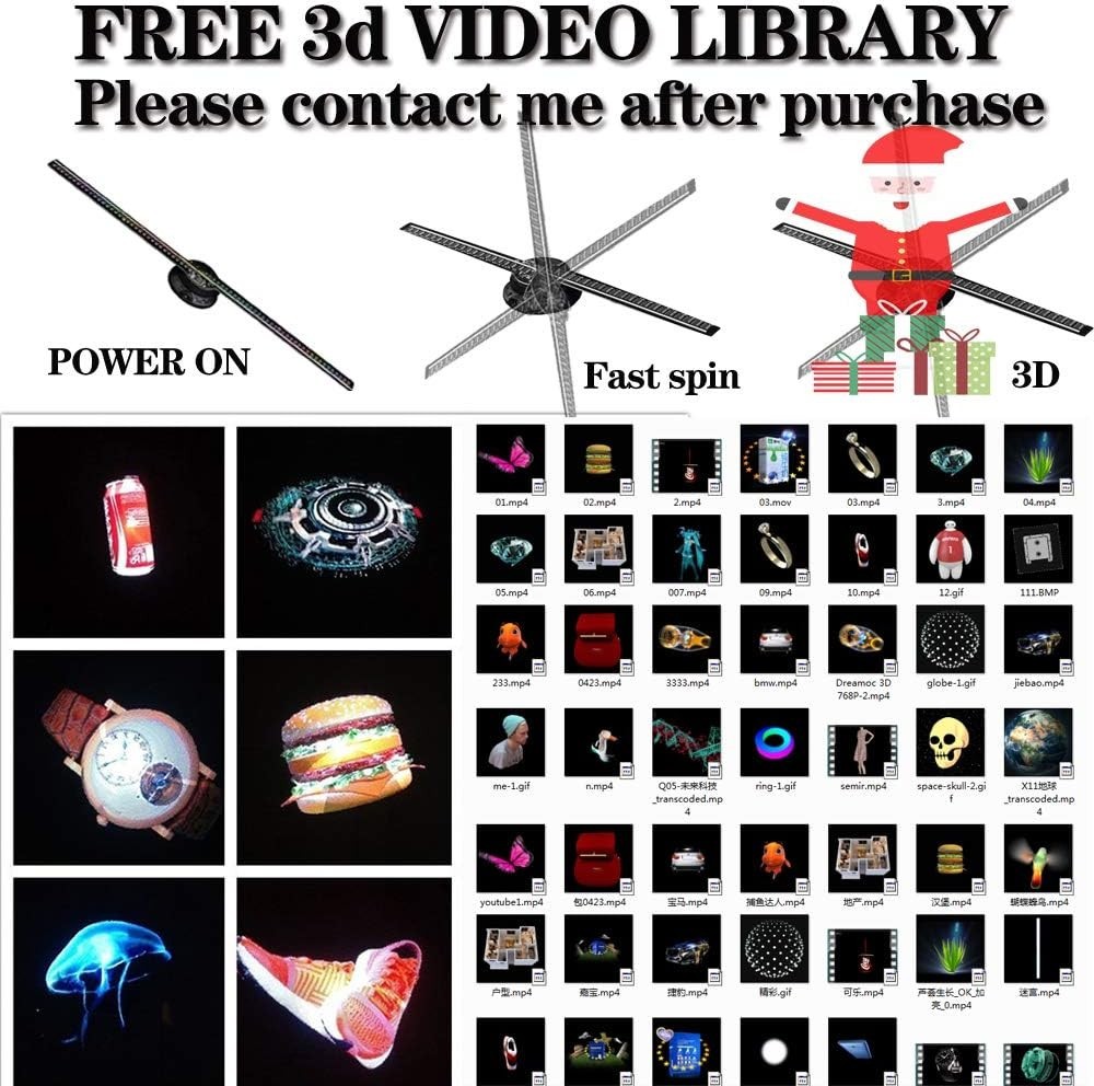 19.7in 3D Hologram Fan 528 LED 1500+ Videos WiFi APP