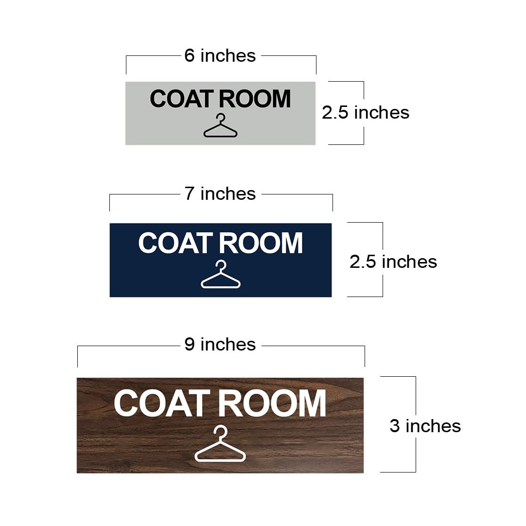 Basic Coat Room Sign Brushed Silver Large Door Wall Office Marker Plaque