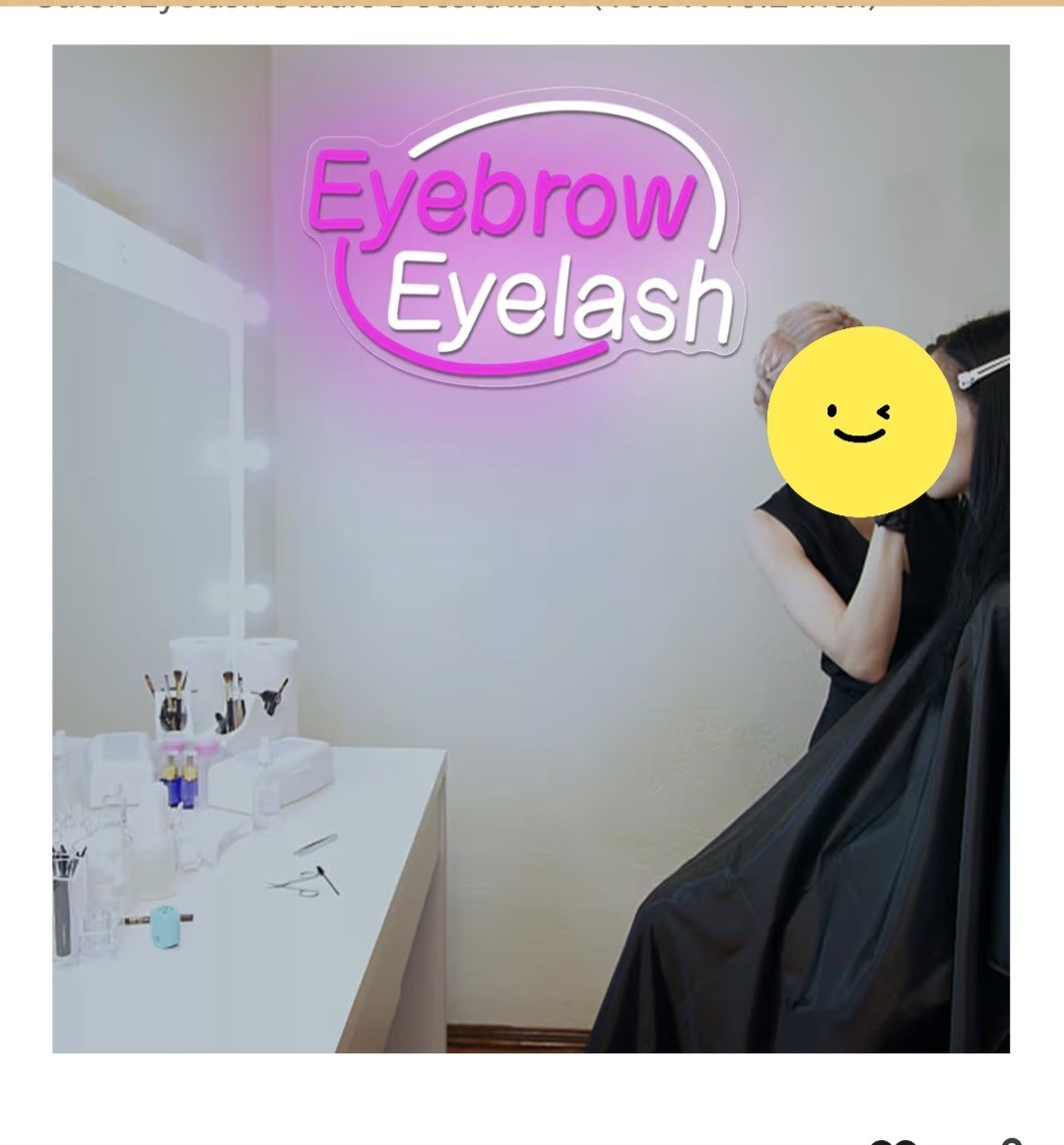 LED Dimmable Pink Acrylic Neon Graphic Sign Eyebrow Eyelash Beauty/Spa