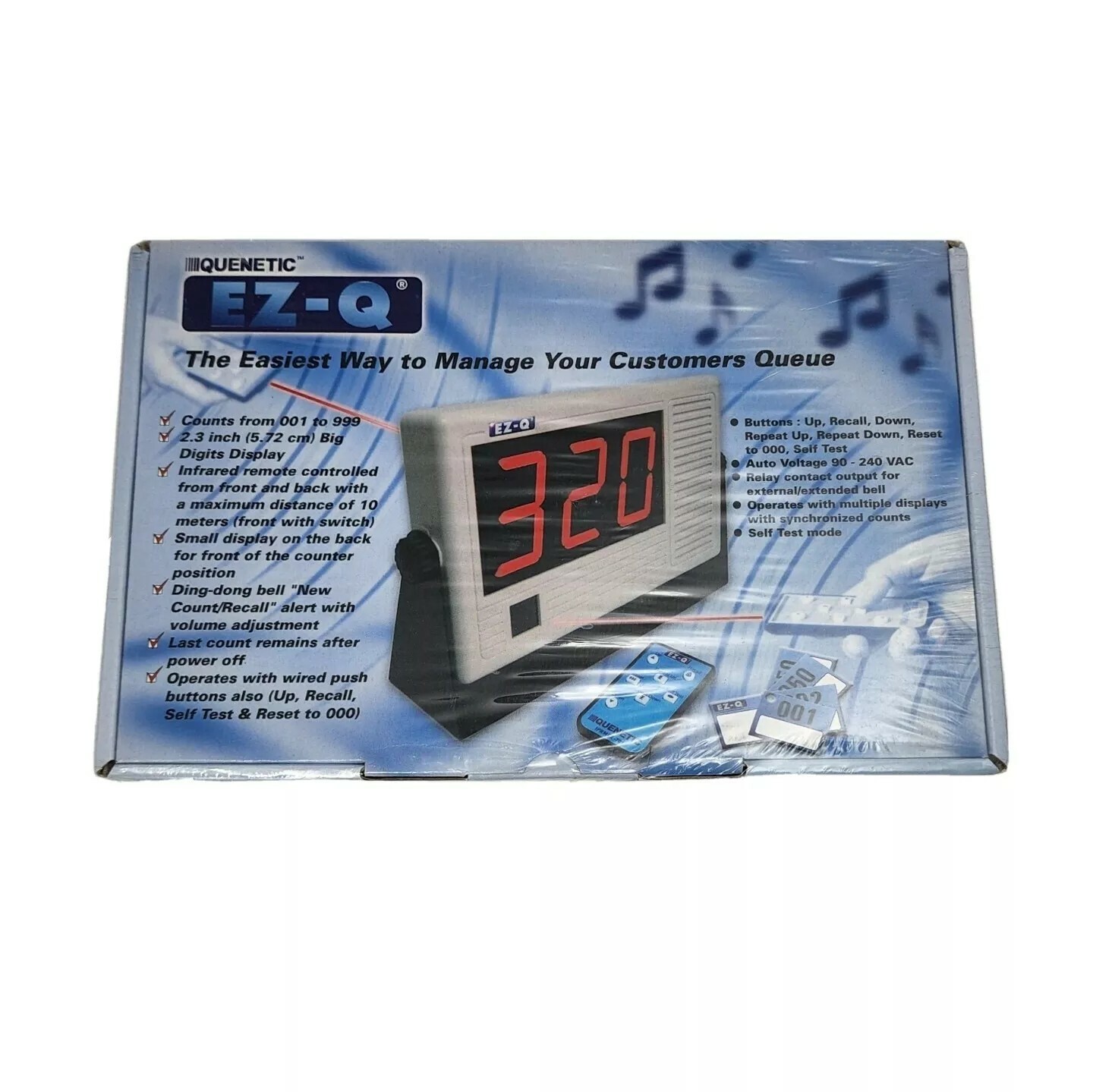 Quenetic EZ-Q Digital Customer Queue Waitlist Mountable Display w Remote Control