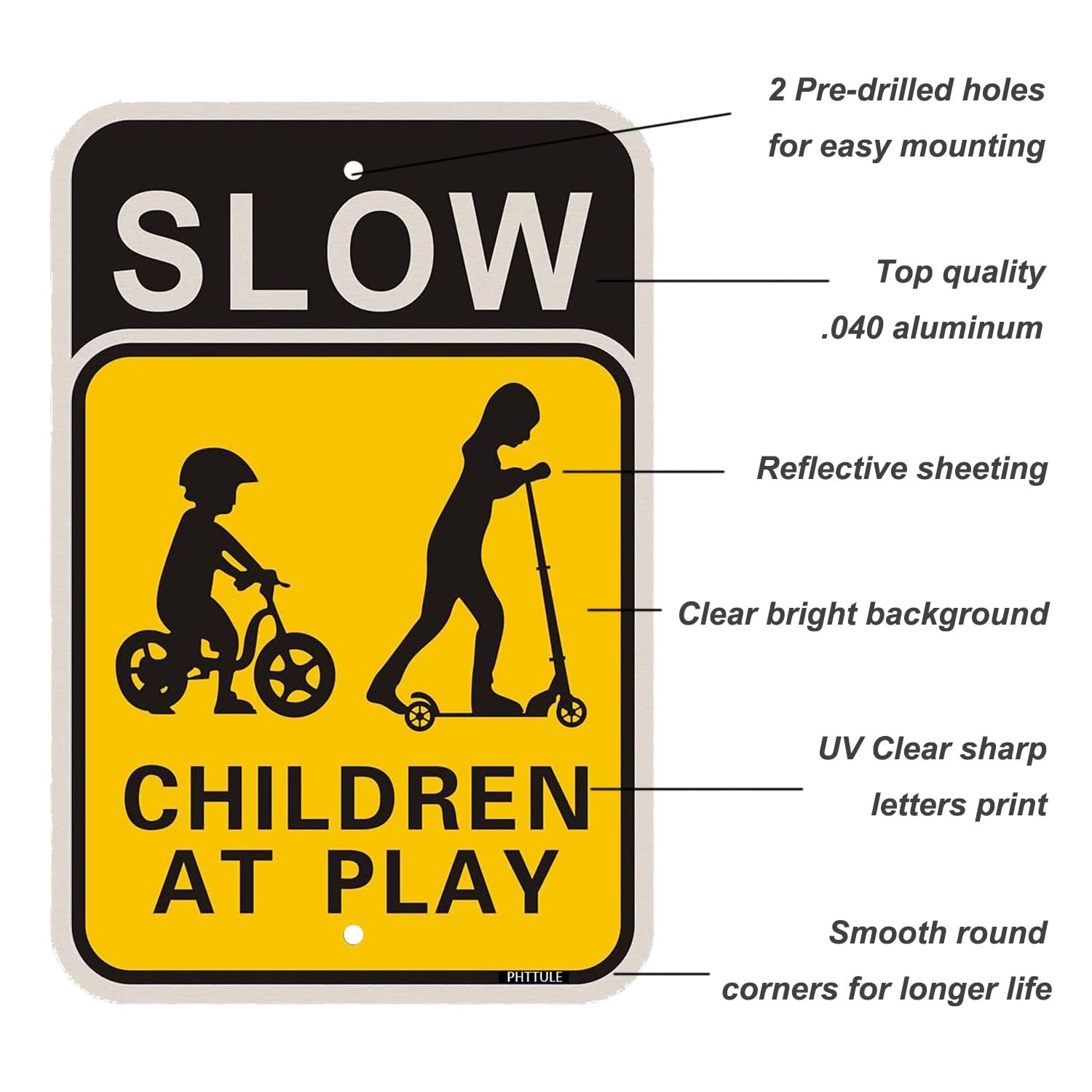 Slow Children at Play Signs 2 Pack, 18 x 12 Inches Kids Playing Slow Down Saf…