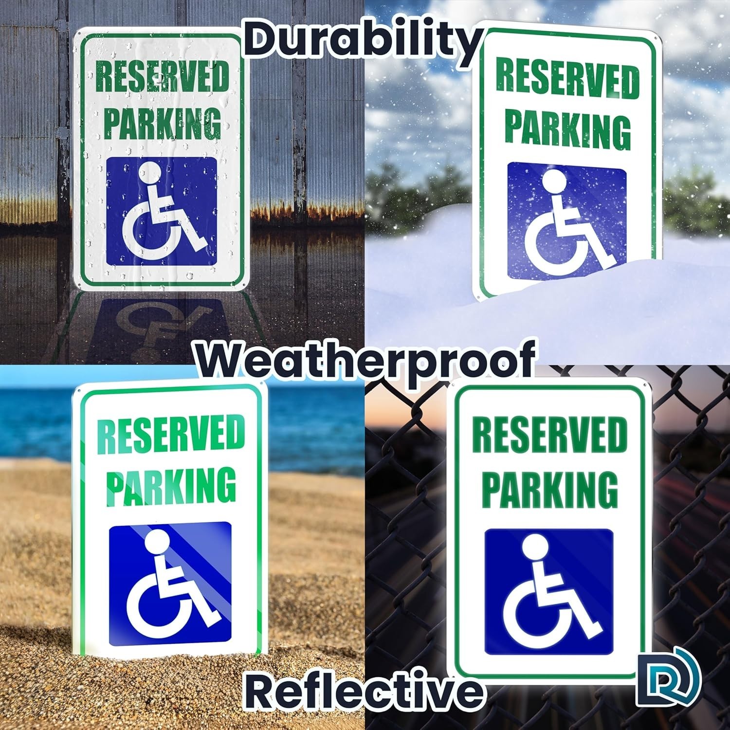 2 PC Handicap Reserved Parking Signs, 8X12 Reflective Aluminum Disabled Parking