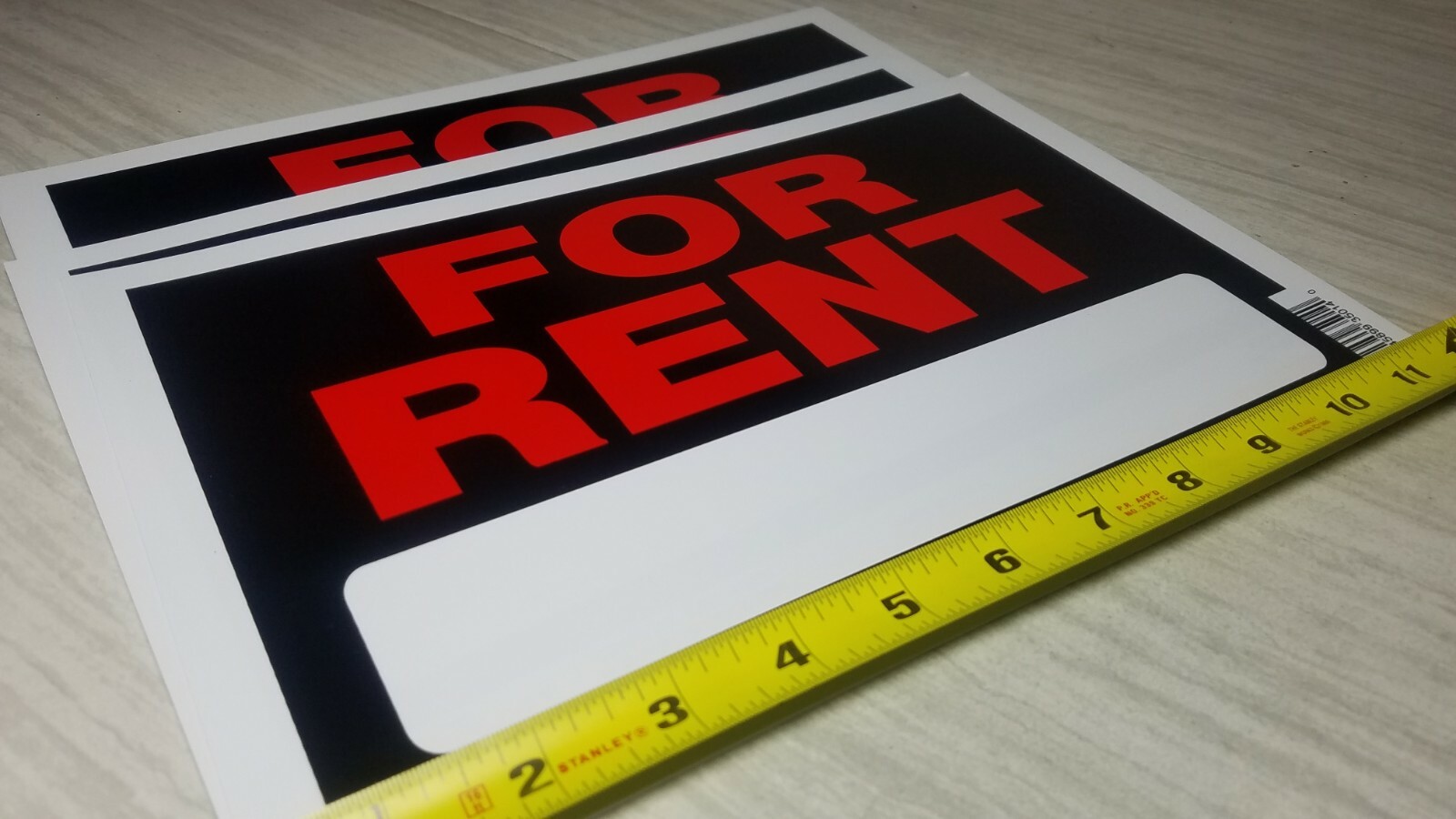 Qty of 6 Signs FOR RENT 8 x 12&Prime; Plastic