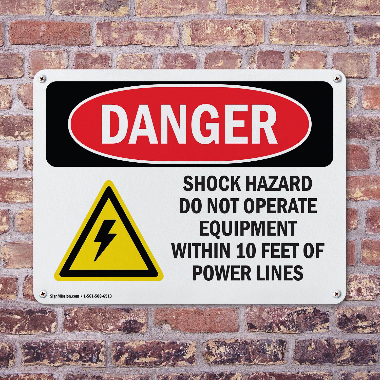 (2 Pack) Shock Hazard Do Not Operate Within 10 Feet OSHA Danger Sign Decal Metal