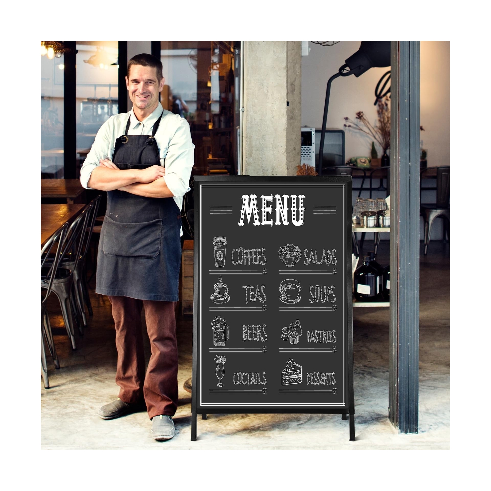 Kigley 6 Pcs A Frame Sign 24 x 36 Inch Folding Sidewalk Sign Sandwich Board S…
