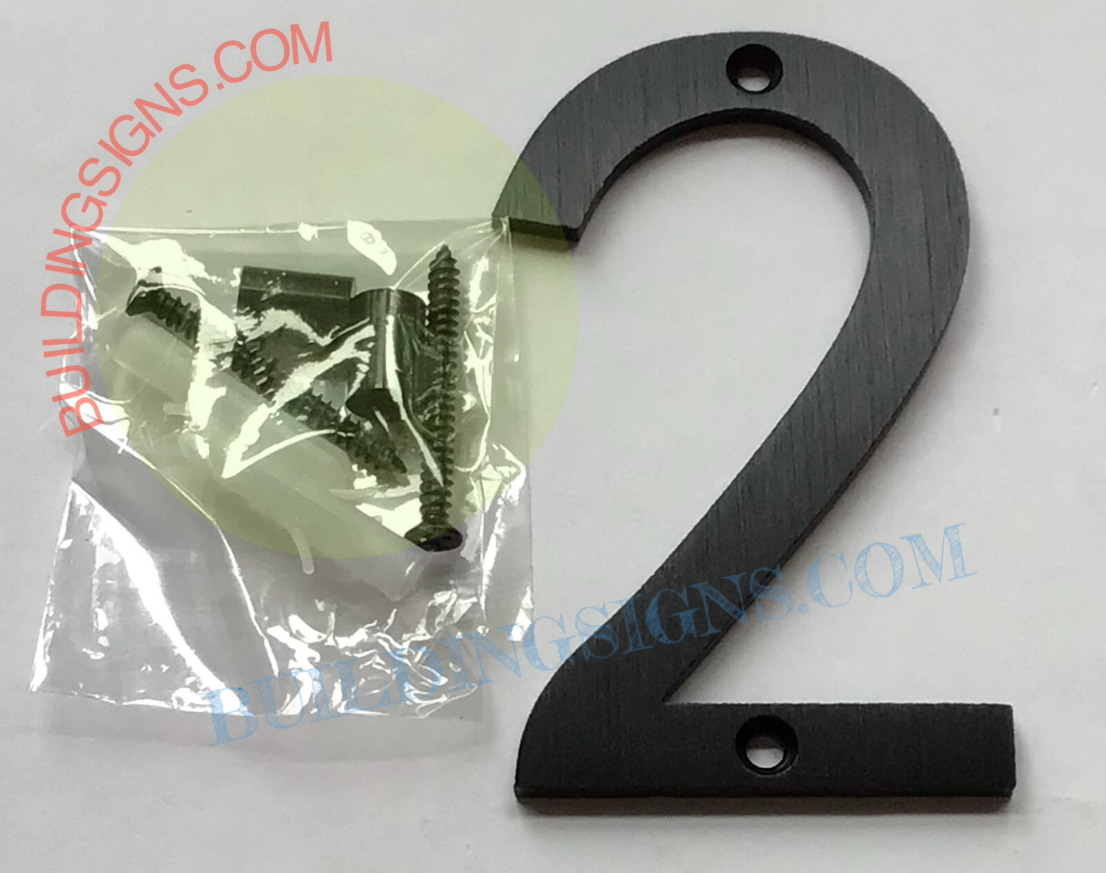 House number 2 sign (Black Aluminum, 8 inch)-Floating Mount House -REF24-1027