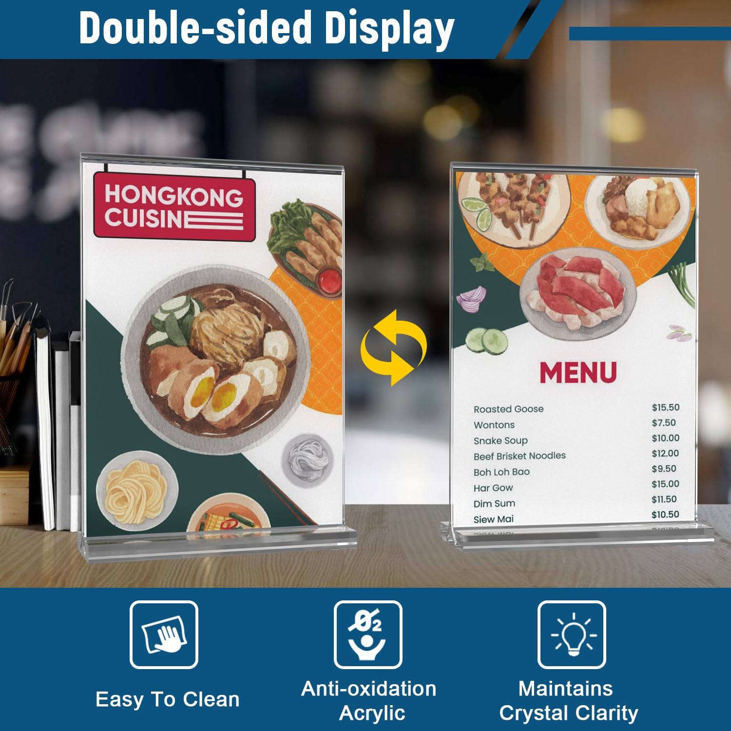 Dynta 18 Pack Acrylic Sign Holder 5×7 Inches 18 5*7 (T-shape), Clear