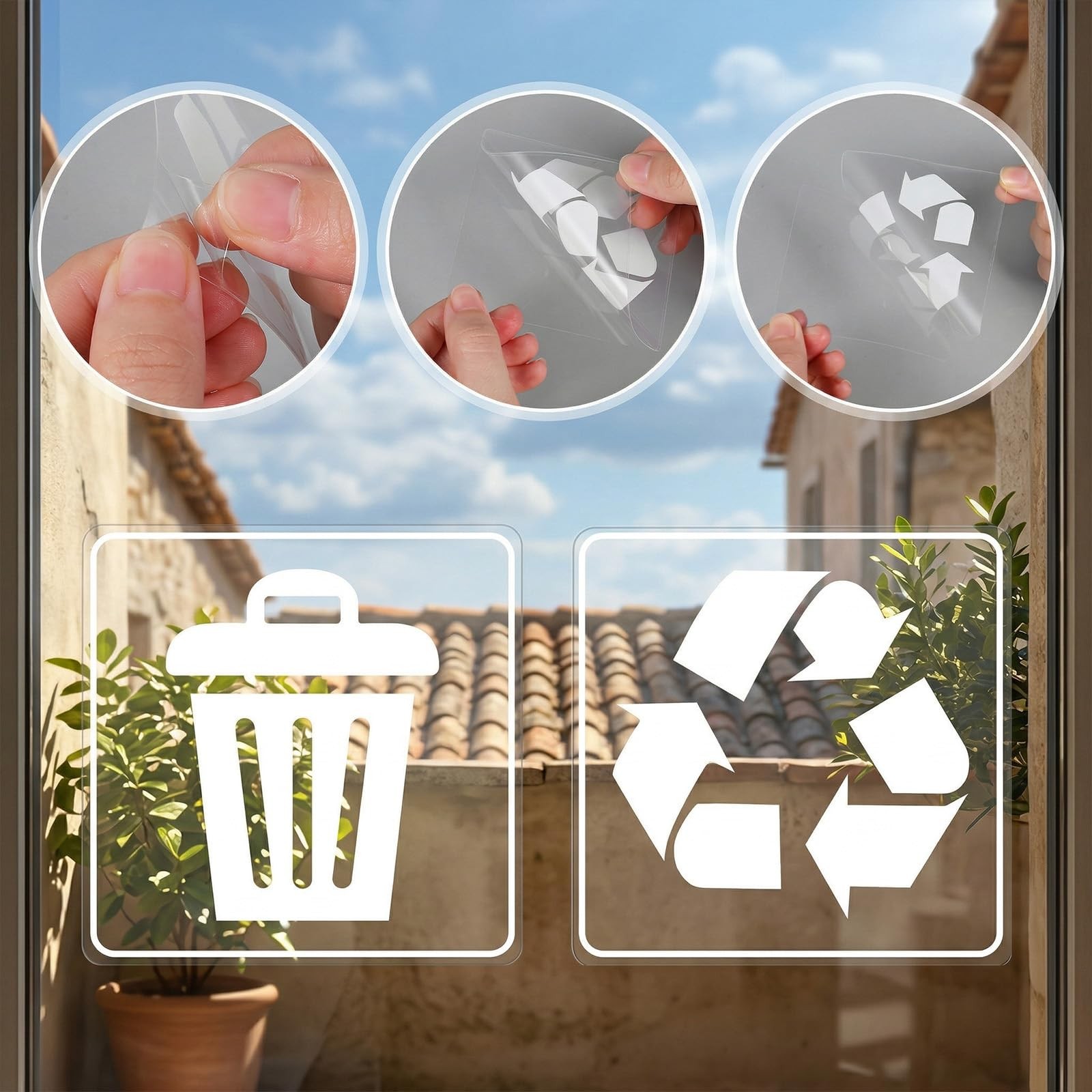 20 Pack 3×3 Inches Trash and Recycle Stickers, Clear Weatherproof Self Adhesi…