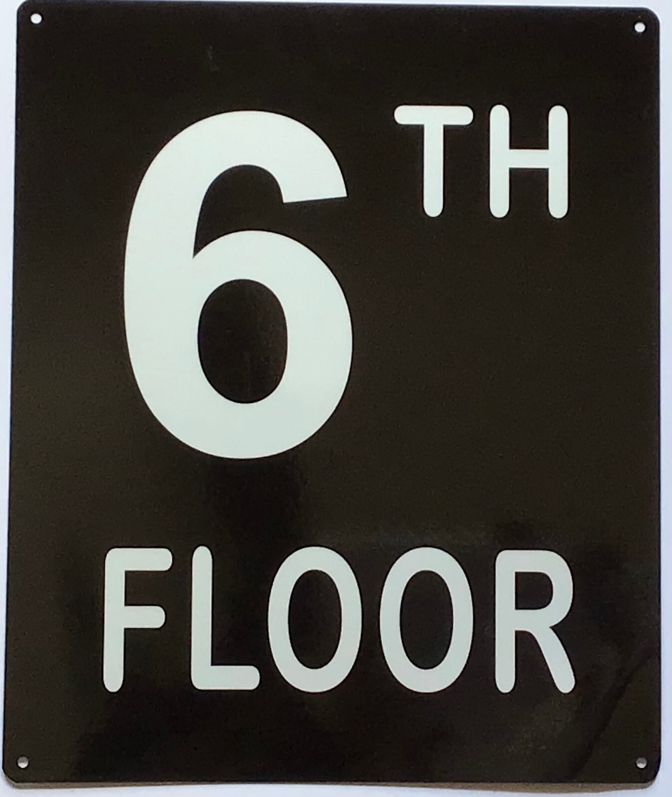 6TH FLOOR SIGN (10X12, Black Background, Aluminum) -REF24-1027
