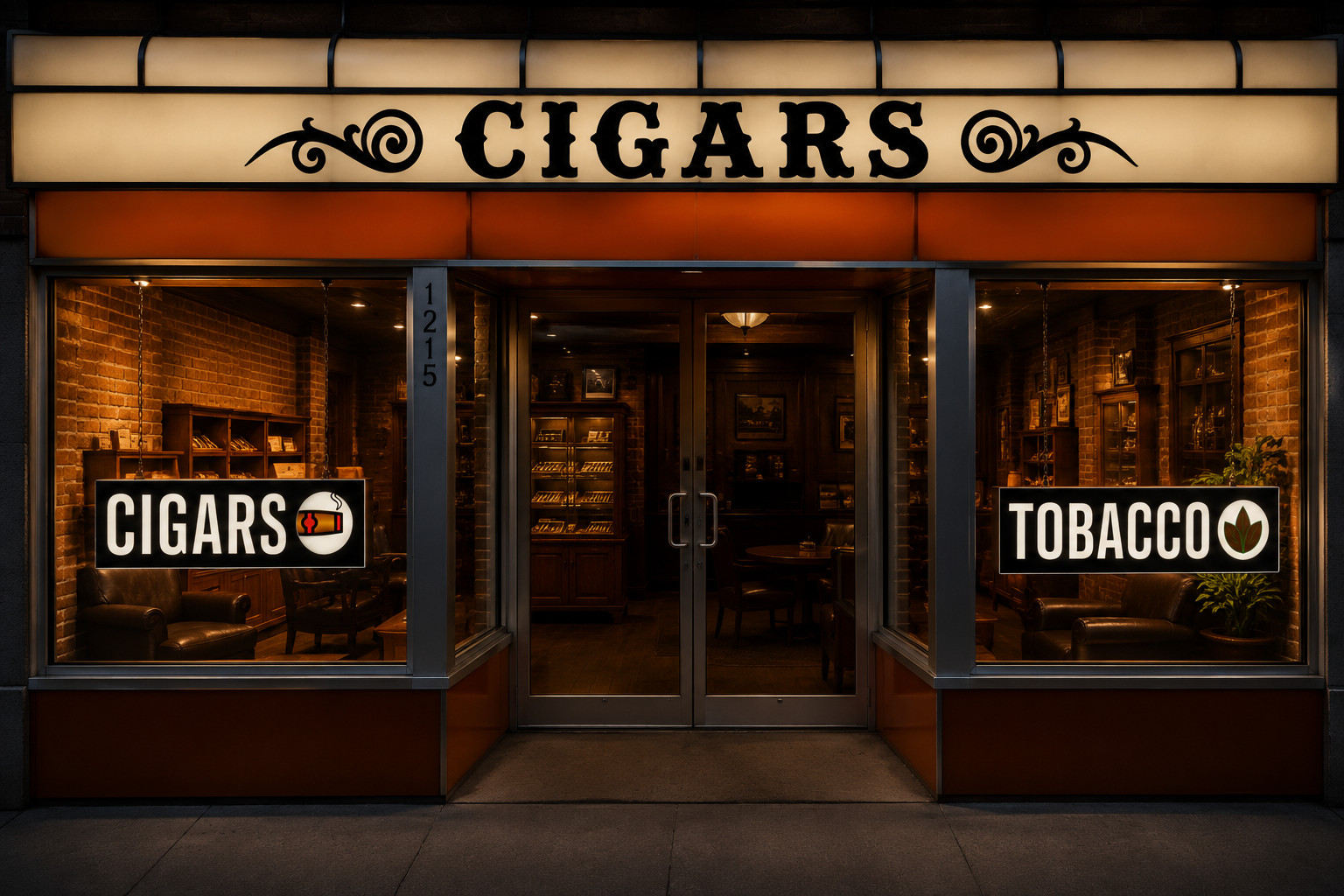 38&Prime; Cigars LED Window Sign | Cigar Shop Business Sign | Edge-Lit Display