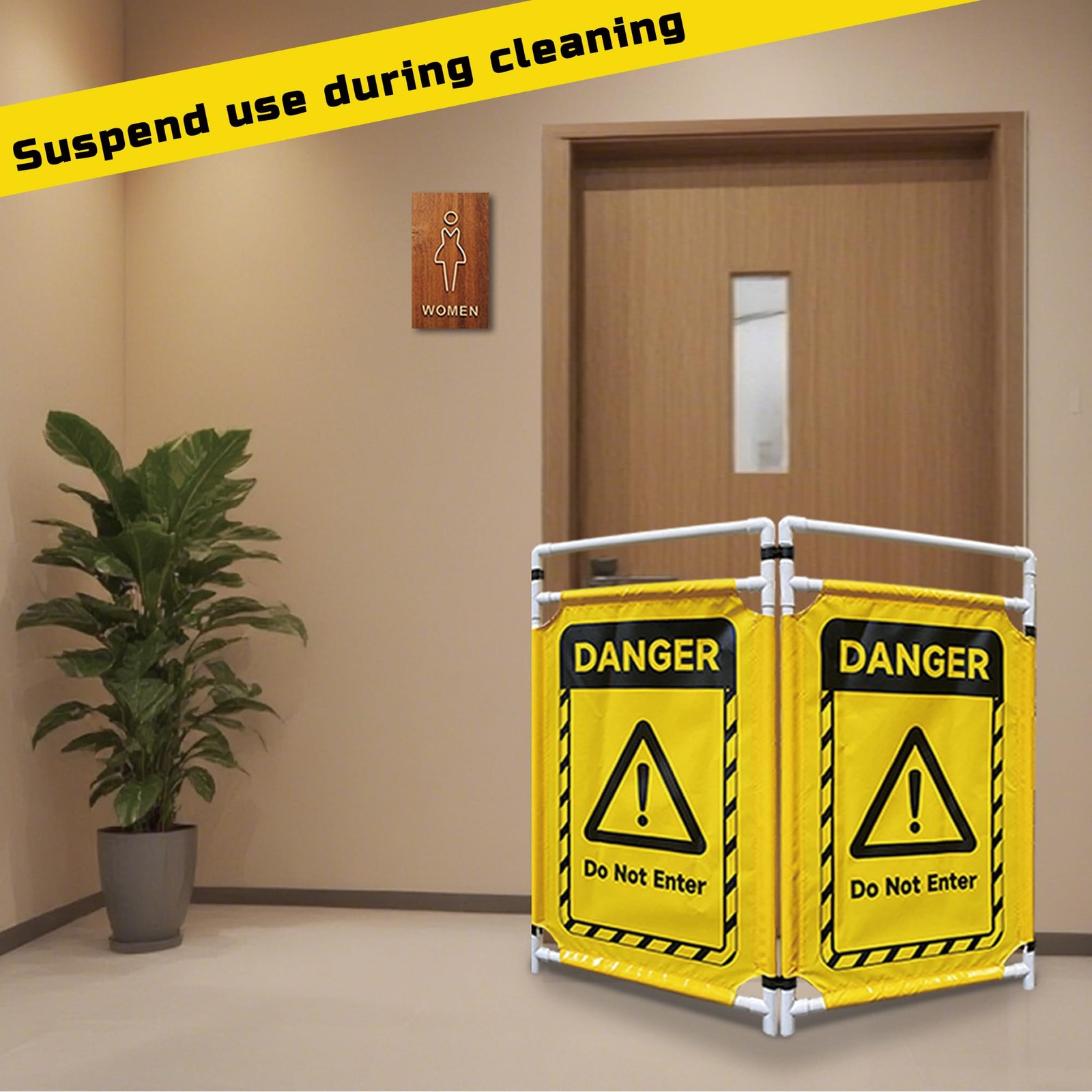Safety Caution Barricade 2Panels Foldable Signs With PVC Tarp Removable Safet…