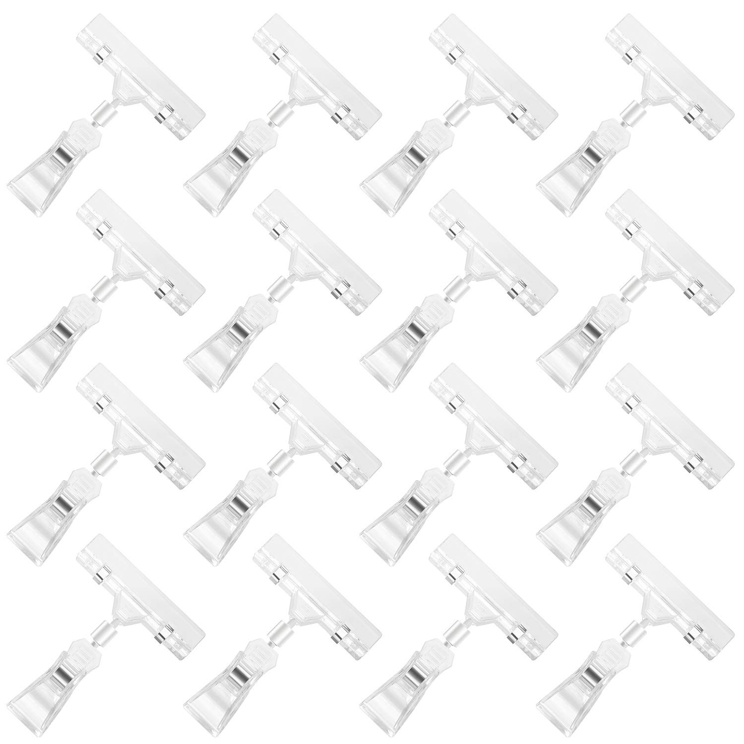Mlici 16 Pieces Clear Sign Clips, Plastic Merchandise 16
