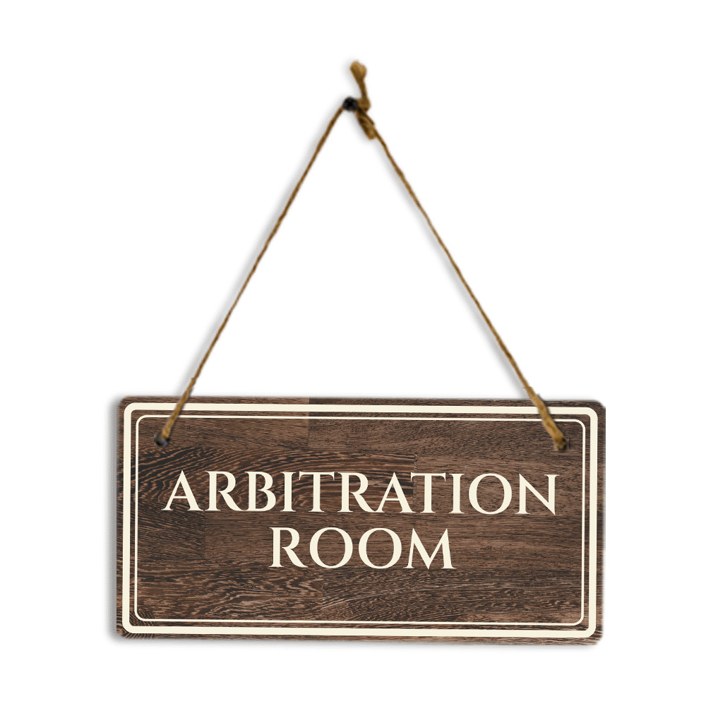 Arbitration Room 5&Prime; x 10&Prime; Hanging Wall or Door Sign | Legal and Court Signage