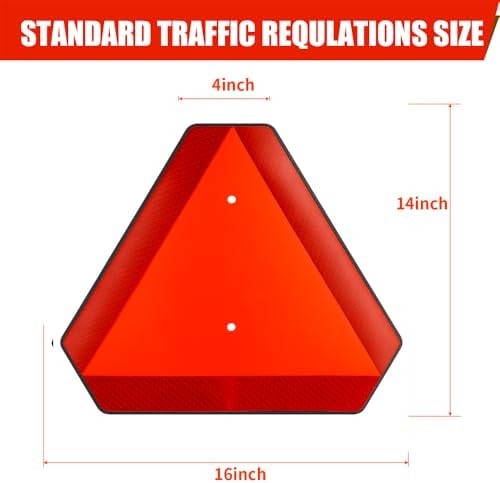 Slow Moving Vehicle Safety Sign,Slow Moving Vehicle Triangle Sign,Plastic 14&Prime;x16