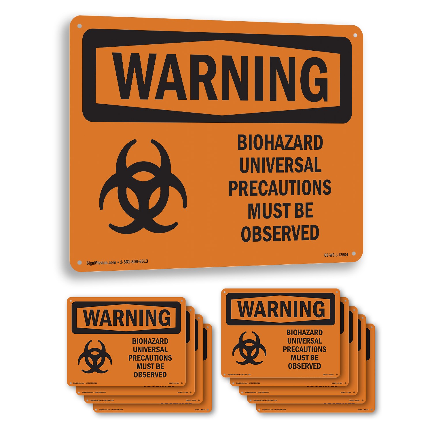Biohazard Universal With Symbol OSHA WARNING Sign Metal, Decal – 5 or 10 Pack