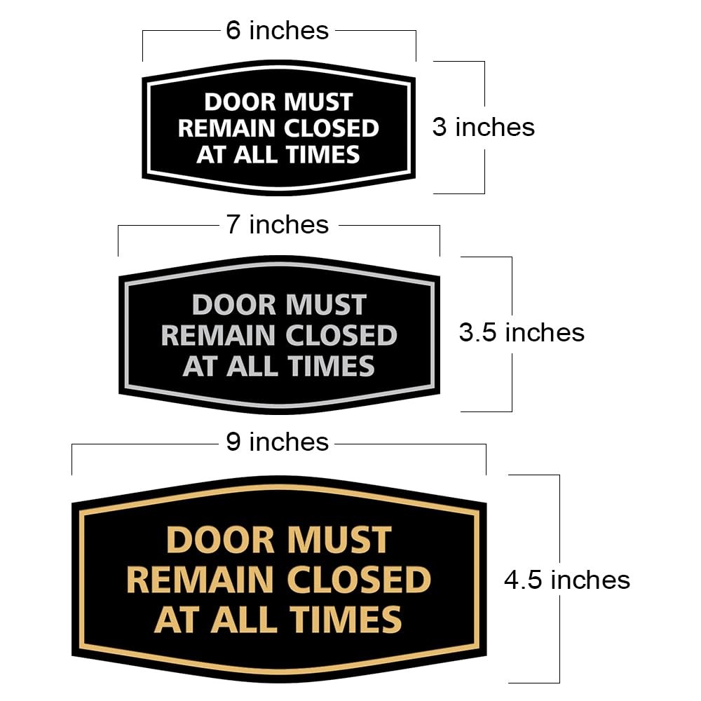 Fancy Door Must Remain Closed At All Times Sign Black Small Notification
