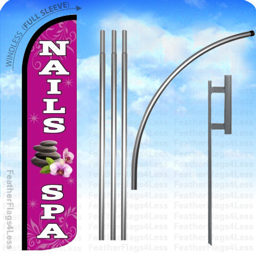 NAILS & SPA – Windless Swooper Flag KIT Feather Banner Sign 15&prime; – pz
