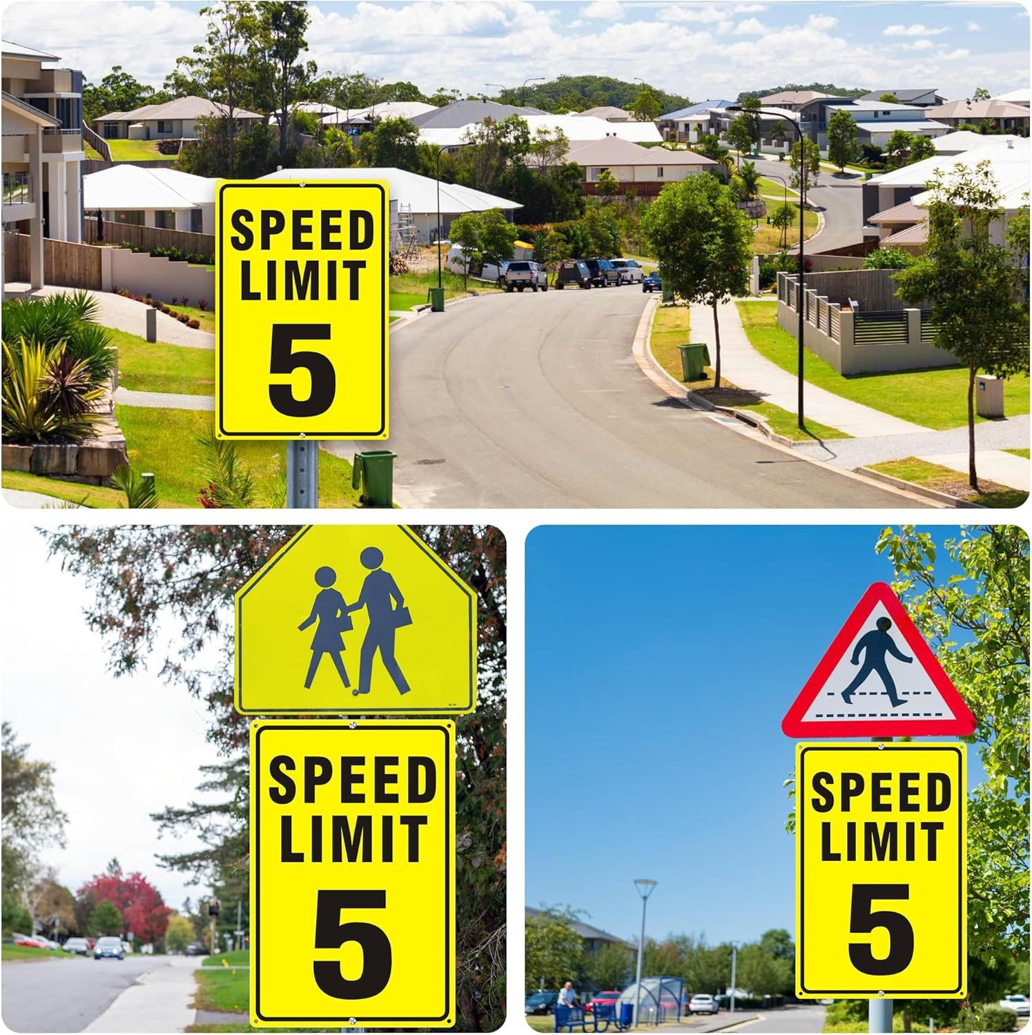 5 MPH Speed Limit Signs – 2 Pack, 18×12 Inch Reflective Aluminum, Rust Free