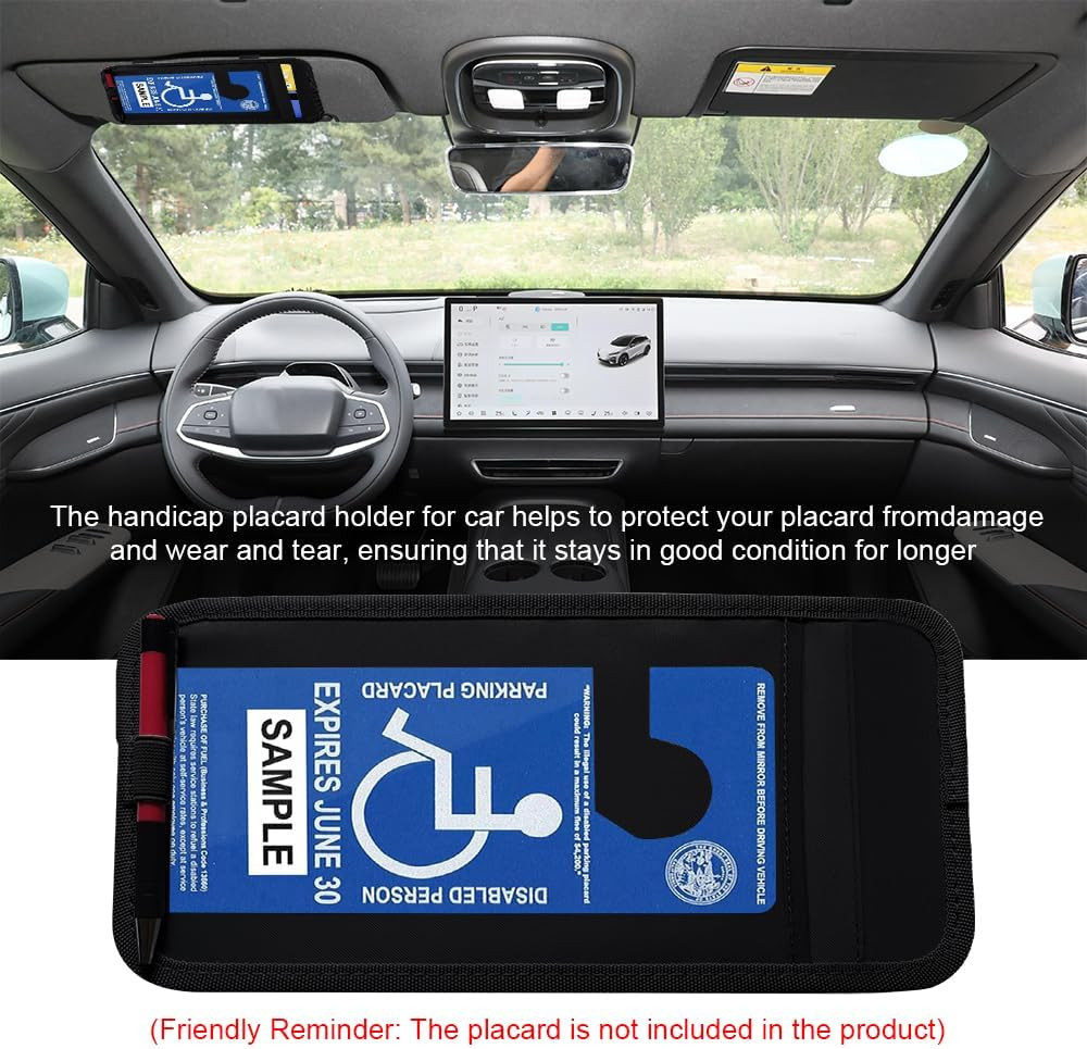 2PCS Handicap Placard Holder for Auto, Disabled Parking Permit Sign Protector fo