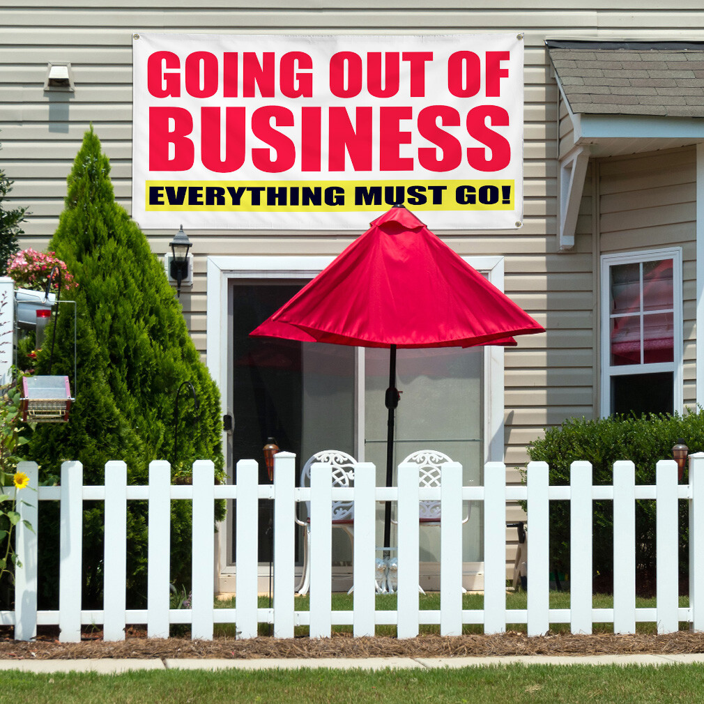 Vinyl Banner Multiple Sizes Going out of Everything Must Go Business Outdoor