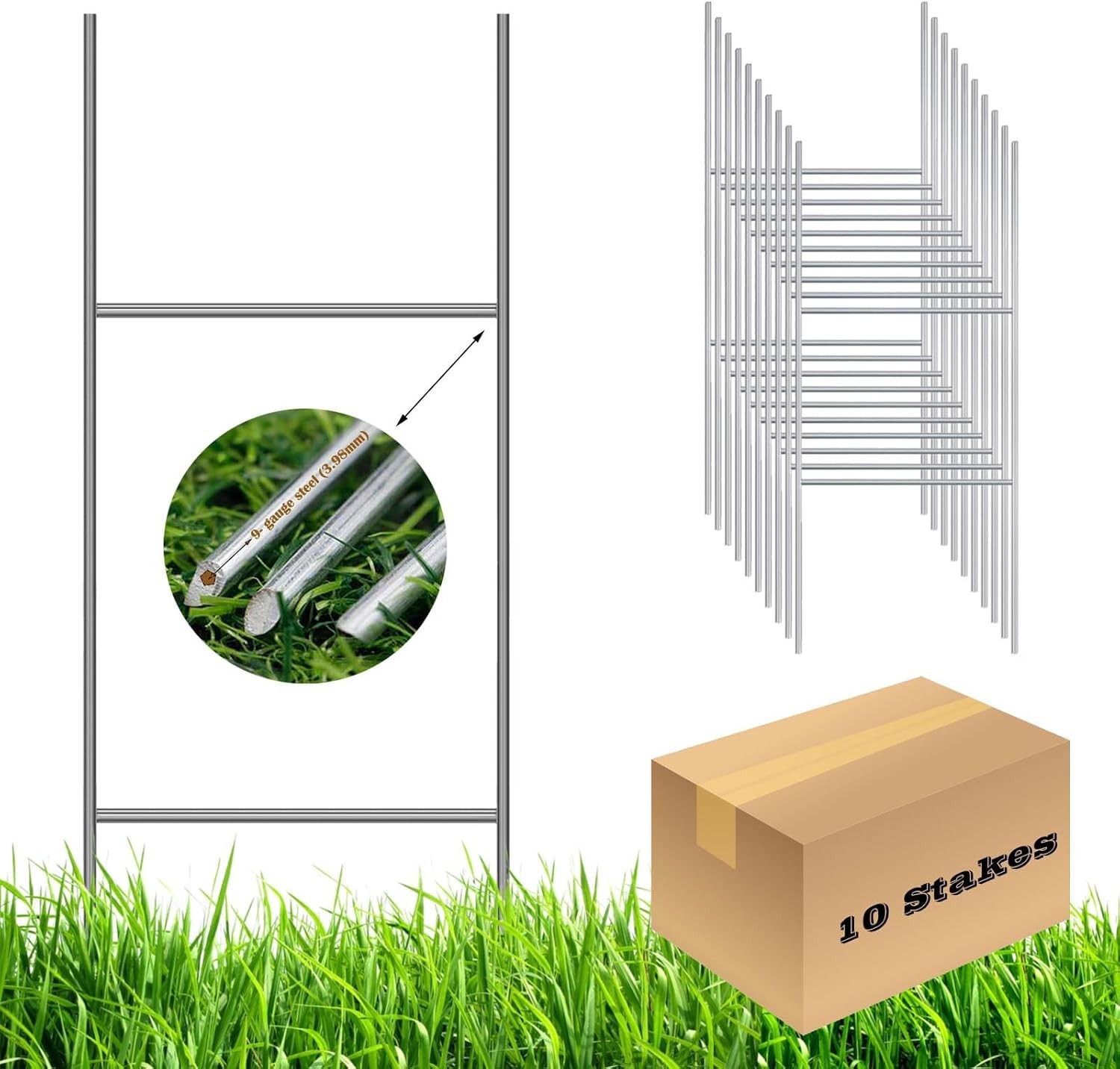H Frame Wire Stakes – 10 Pack, 30×10 Inch – Easy Installation for All Signs