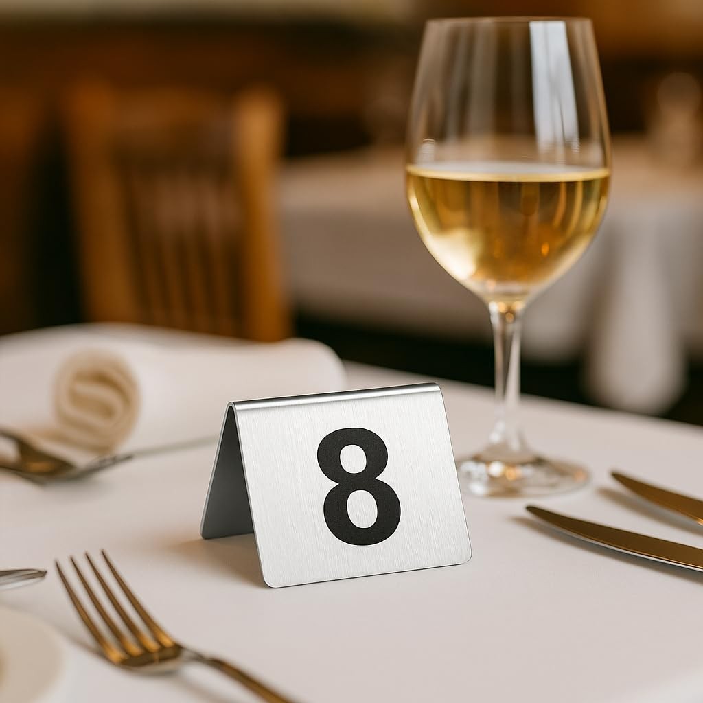 10 PCS Heavy Duty Stainless Steel Tent Style Table Numbers 110 Signs Metal
