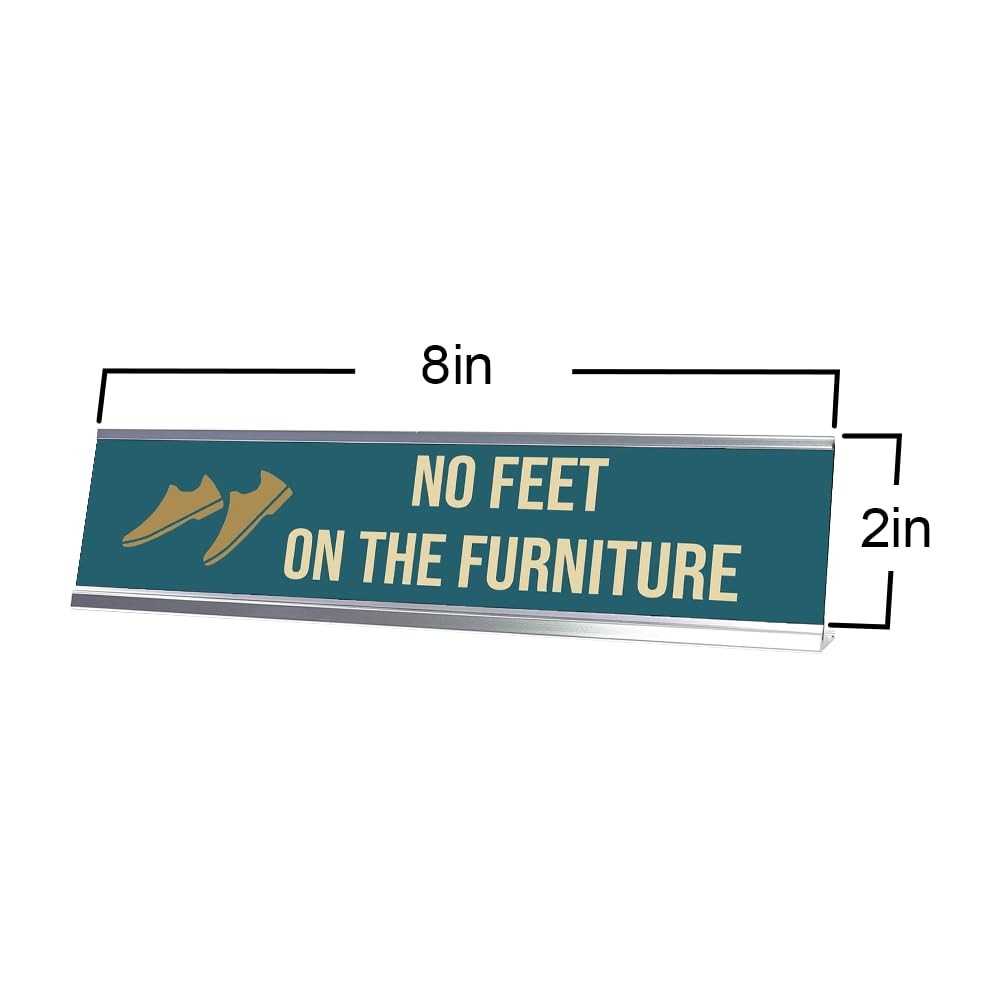 No Feet On The Furniture, Shoes Gold Frame, Desk Sign (2×8&Prime;)