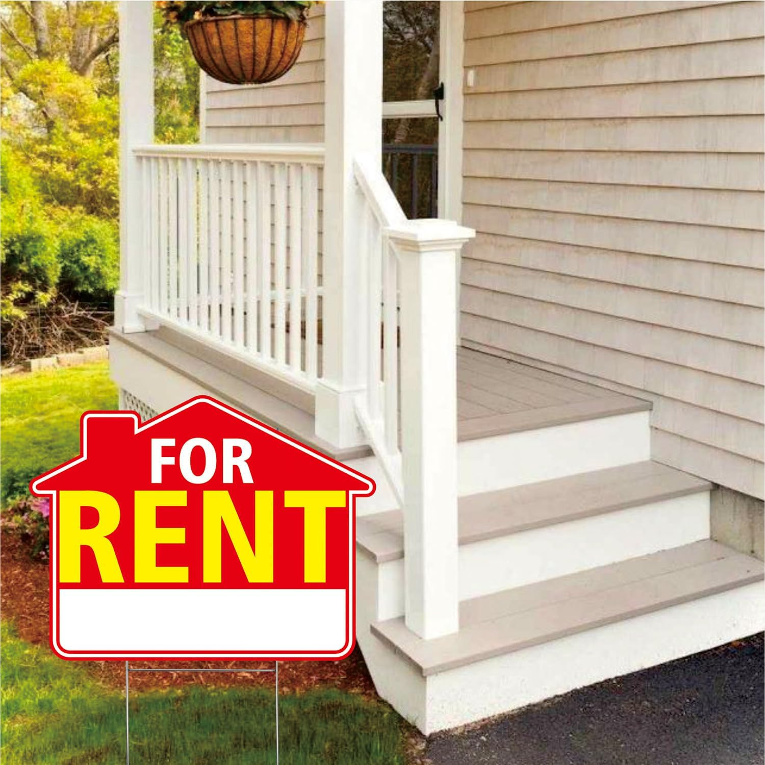 For Rent Signs with Stakes 17&Prime;X13&Prime; – Double-Sided Red White Yellow Yard Signs –