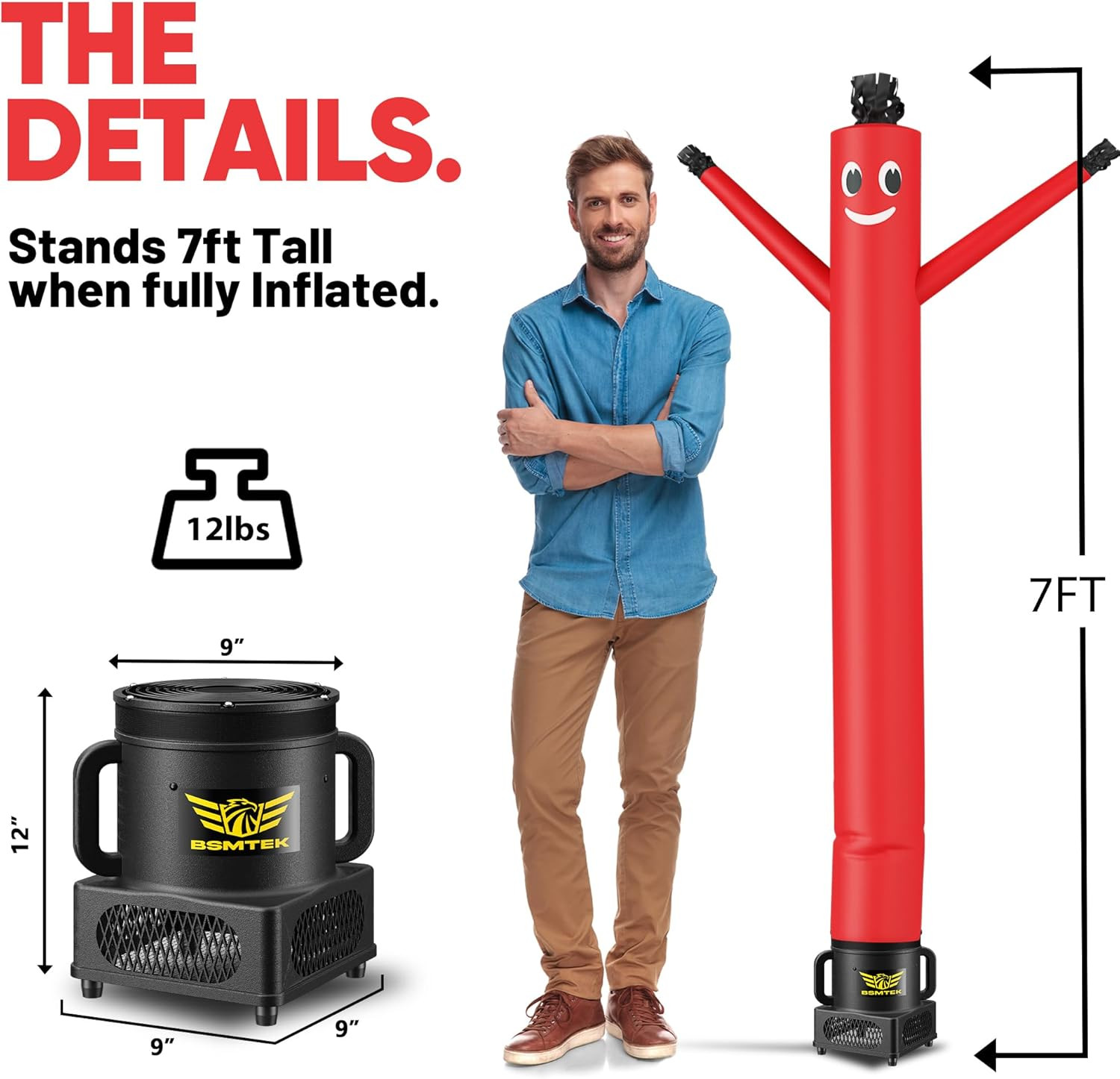7FT Air Inflatable Waving Tube Man Set with Blower & Wheel, Air Puppet Dance Art