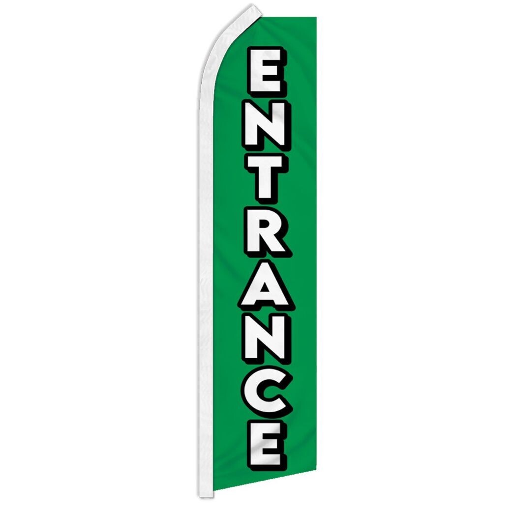 Entrance (Green) Swooper Advertising Banner Flag Enter Here Flag for Businesses