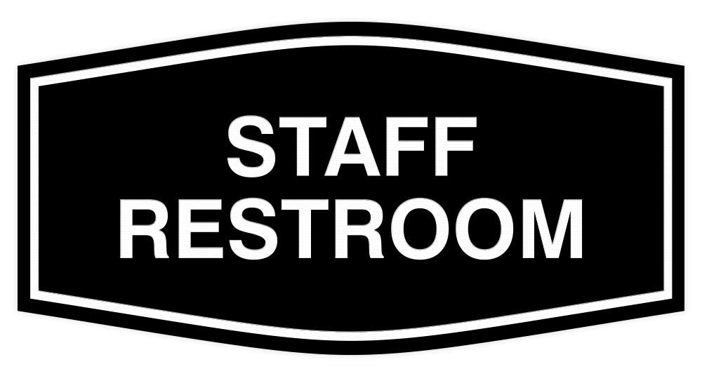 Fancy Staff Restroom Sign Black – Medium 1 Pack