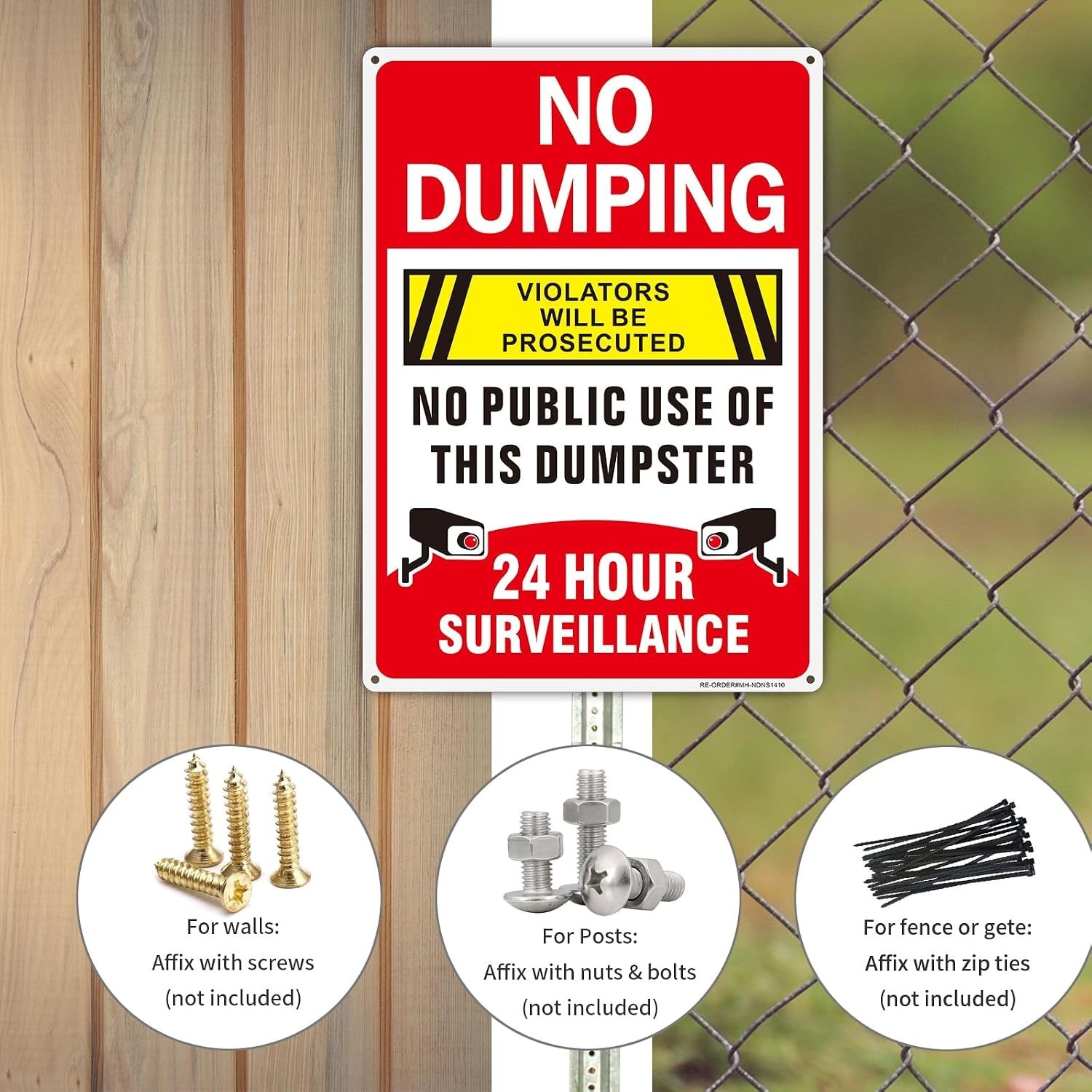 No Dumping Signs 14×10 Inch Aluminum Reflective Surveillance 2 Pack Weatherproof
