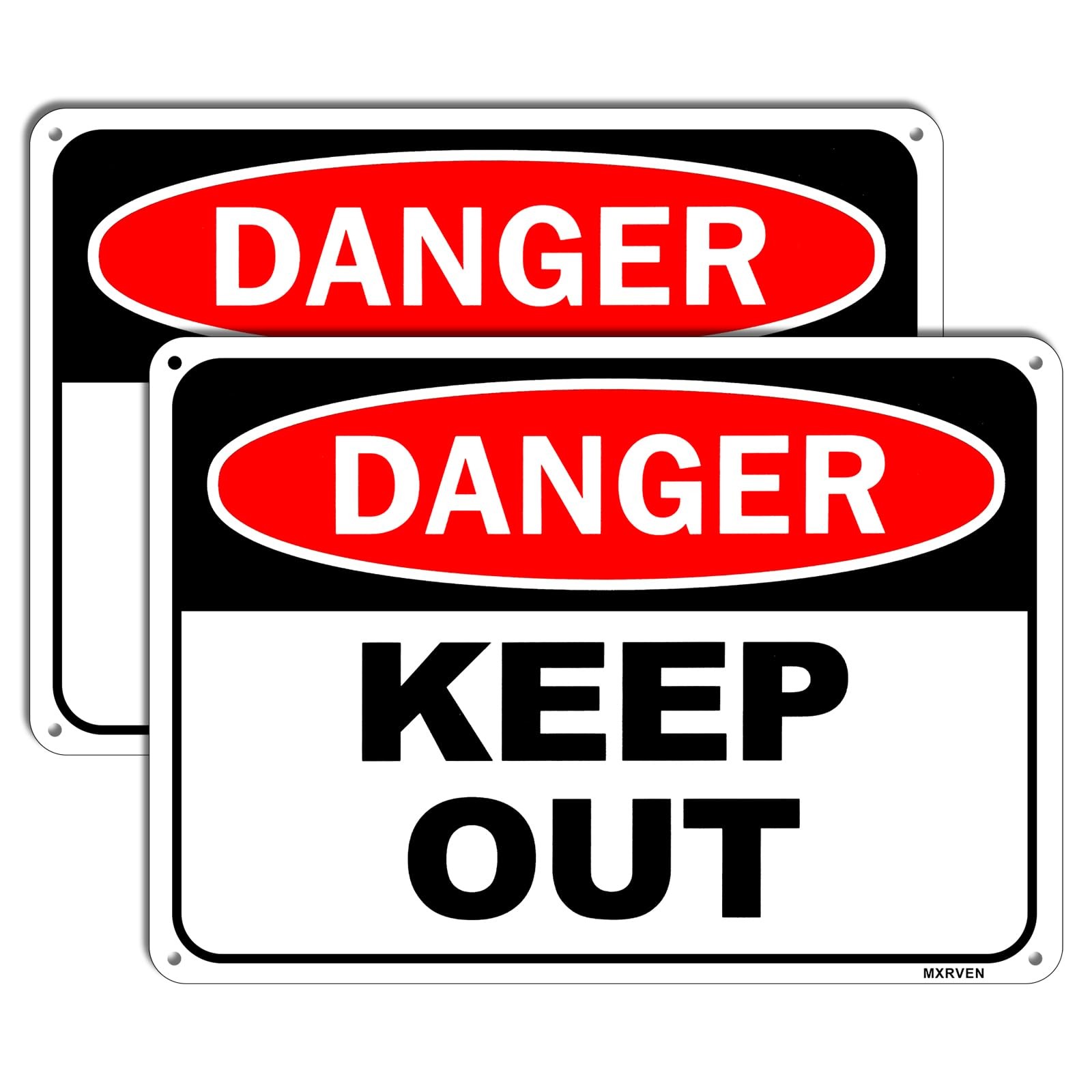 2 Pack Danger Keep Out Reflective Aluminum Waterproof Metal Signs Panels 10×7&Prime;
