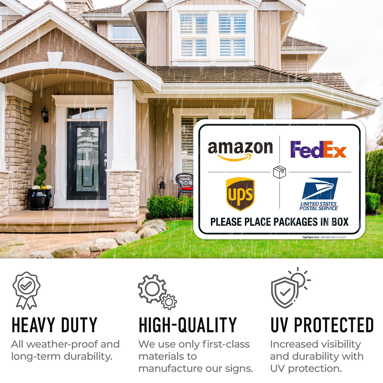 Package Delivery Sign, Delivery Instructions Fedex Amazon Ups USPS Sign, 10X7 In