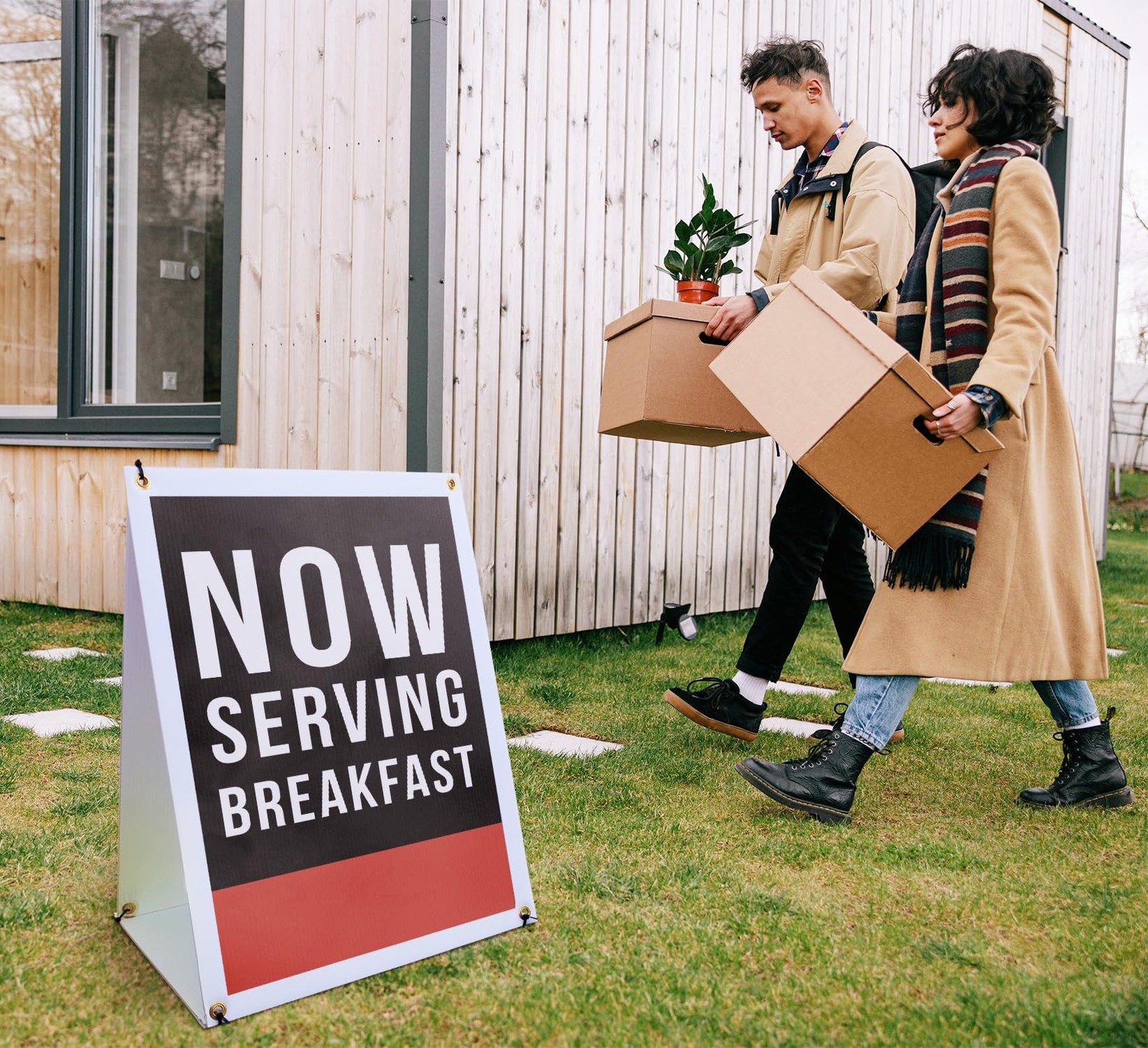 Signmission Now Serving Breakfast Sidewalk Sign 24 Inch X 36 Inch A-Frame