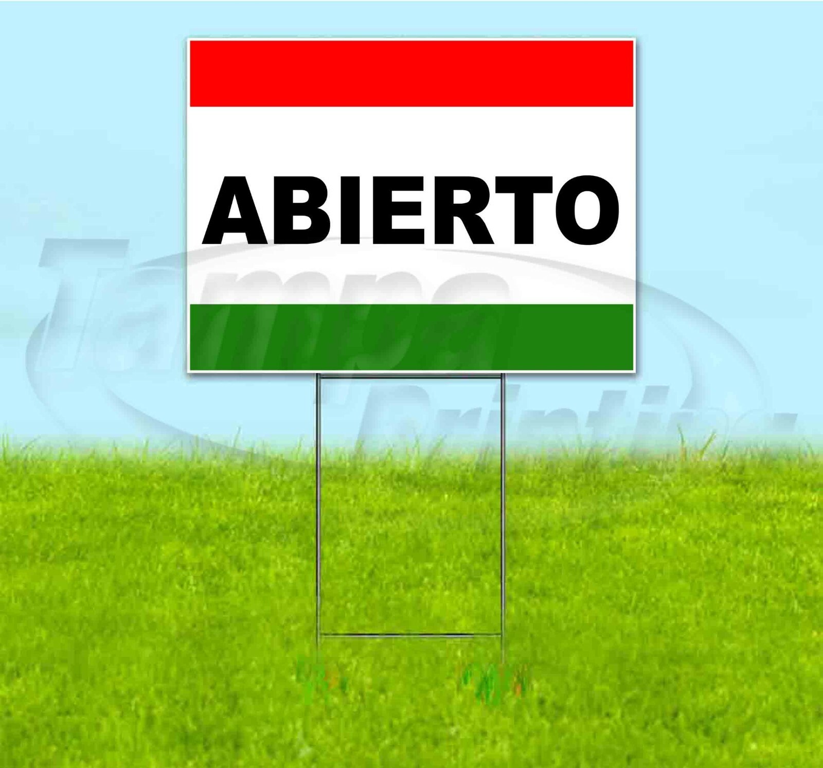 ABIERTO 18×24 Yard Sign WITH STAKE Corrugated Bandit USA BUSINESS SPANISH