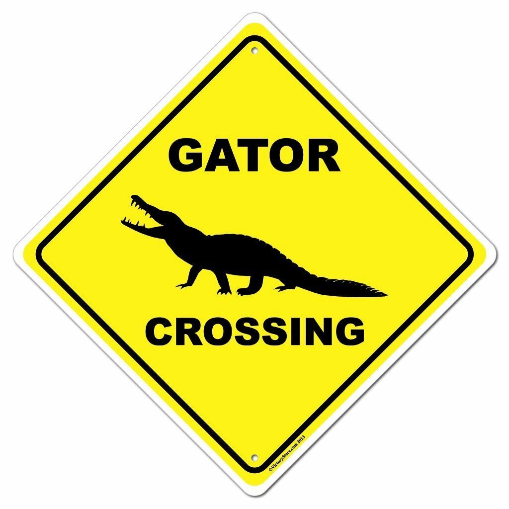 Gator Crossing Sign or Sticker – Multiple Size & Material Options!