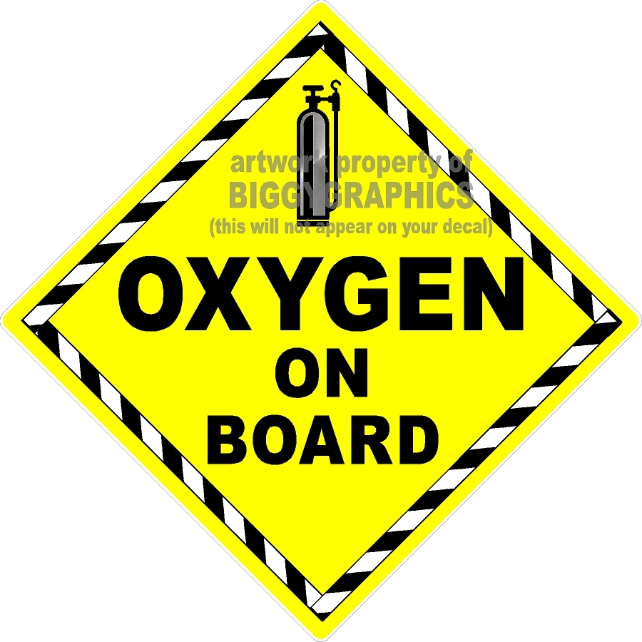 SET OF 3 OXYGEN ON BOARD BUBBLE FREE STATIC CLINGS FOR DOOR CAR WINDOWS OR DOOR