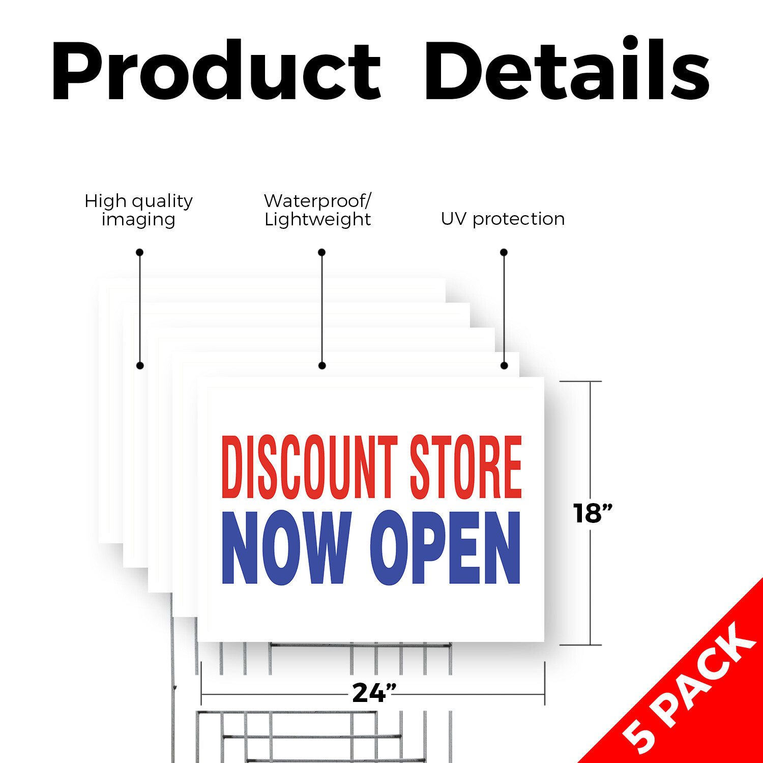 Discount Store Now Open Yard Sign Affordable Shopping, Grand Opening, Promotions