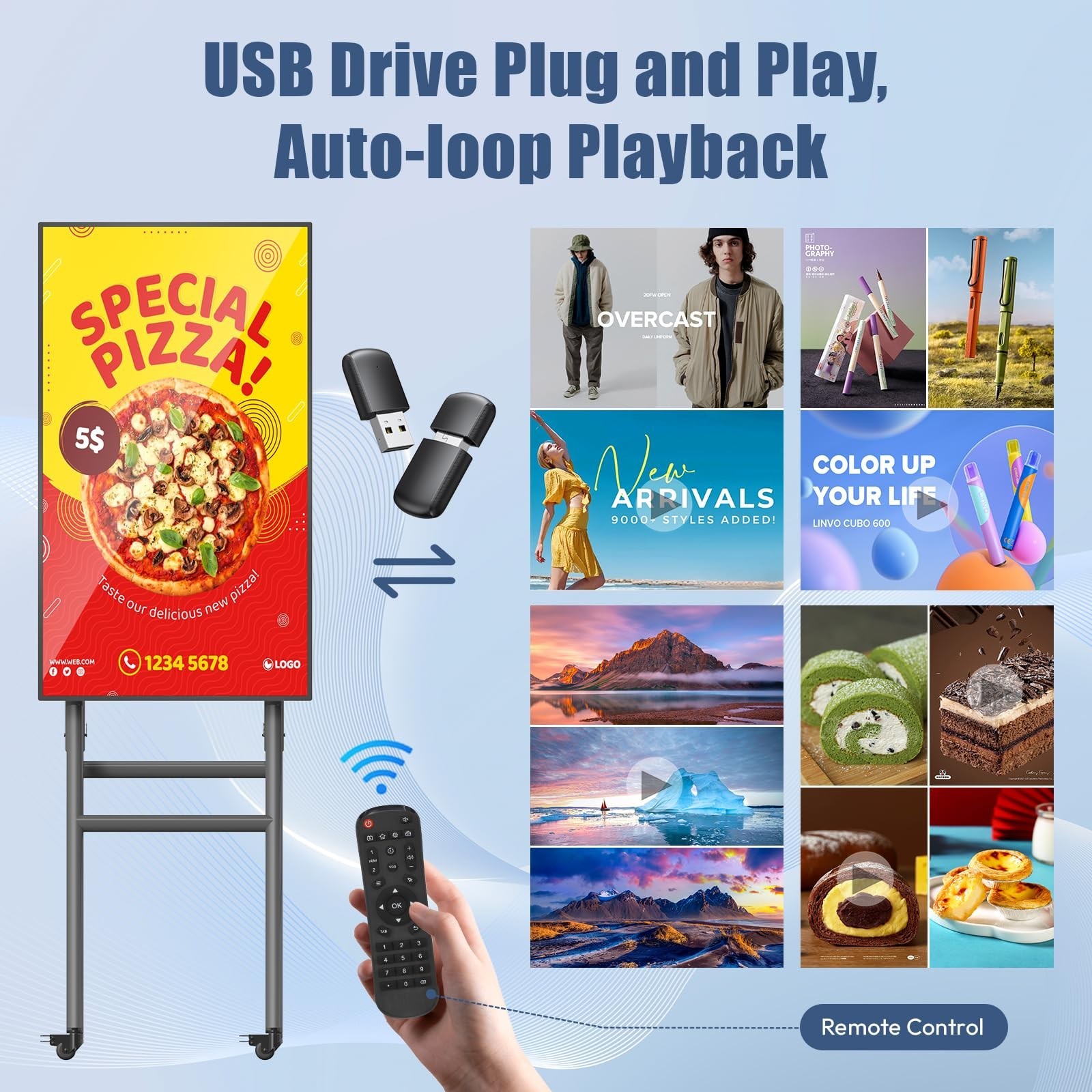 43 Inch Mobile Digital Signage Display Kiosk with Flight Case Portable Digital