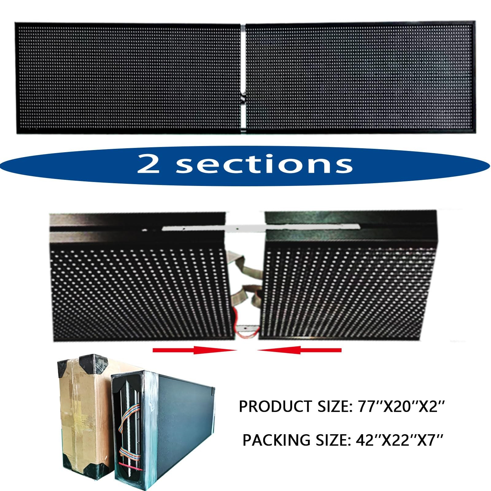 HS Programmable Scrolling Led Sign Waterproof P10 77’’x20’’ APP control