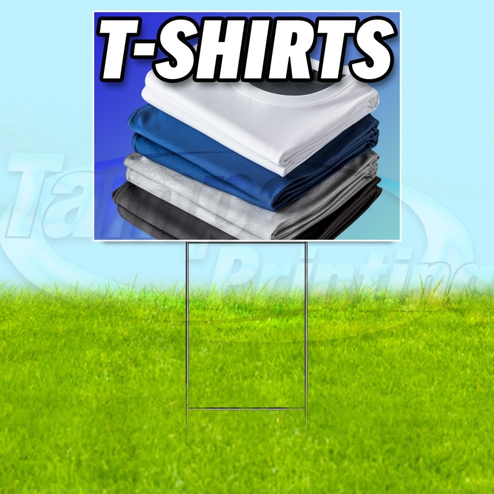 T-SHIRTS 18×24 Yard Sign Clothing Plastic Corrugated WITH STAKE USA YS07839