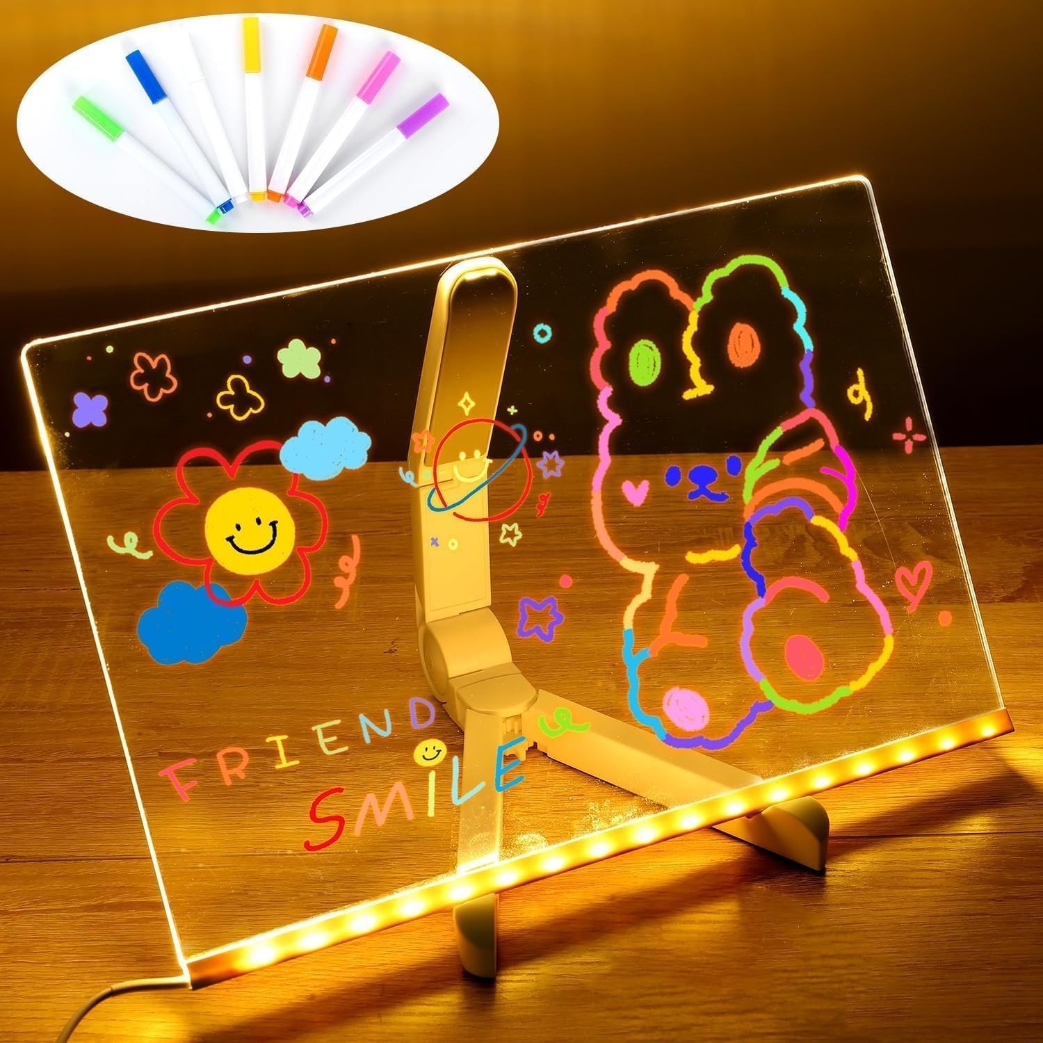 LED Note Board with Colorful Pens, Acrylic Dry Erase Light Up Writing Board, …