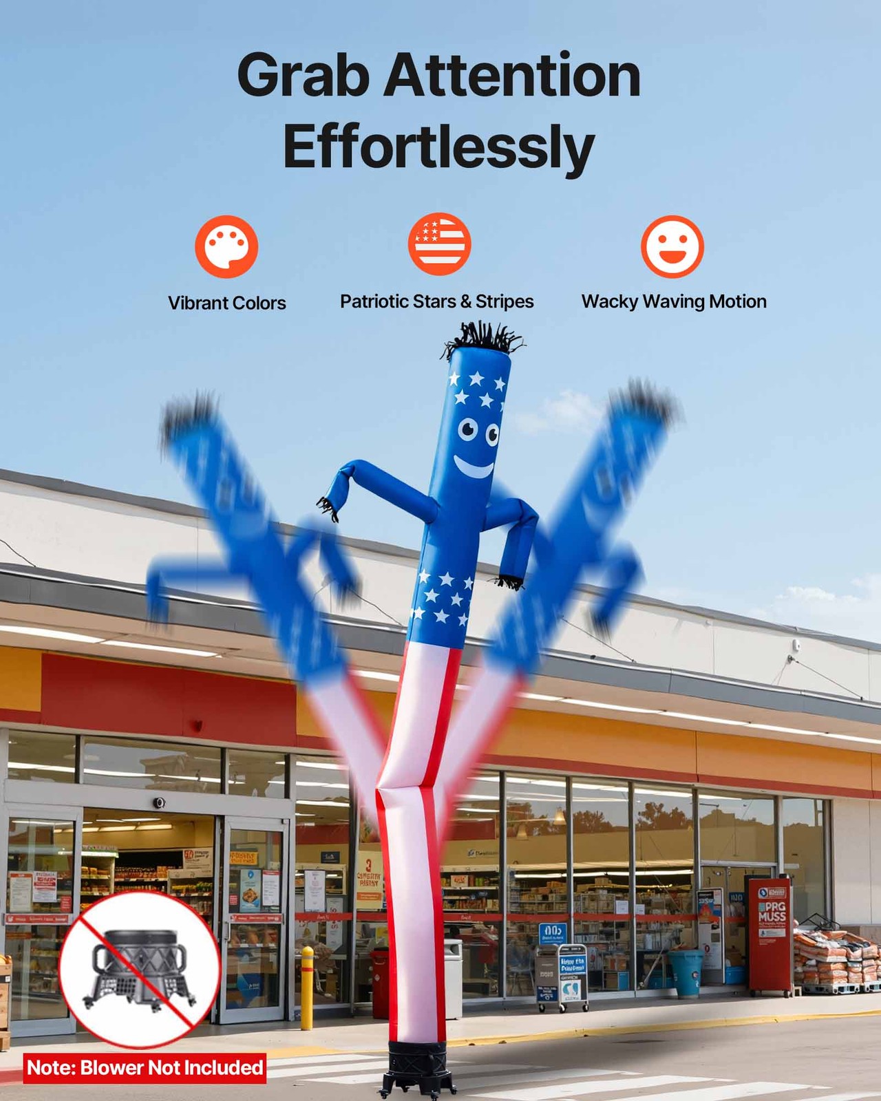 VEVOR Inflatable Tube Man 20-Feet Wacky Waving Dancing Tube Guy 18 in No Blower