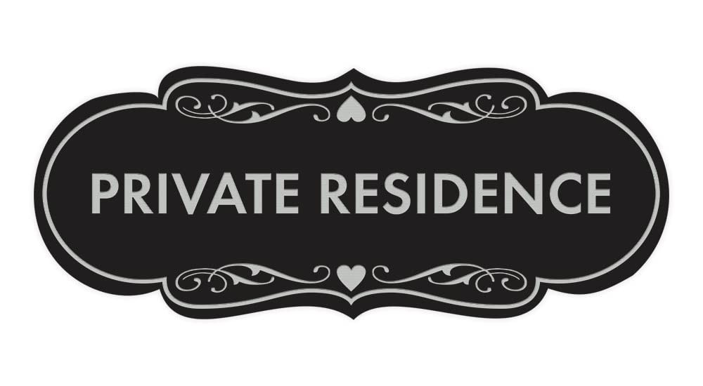 1 Pack Designer Private Residence Sign Black/Silver Medium Wall Door Sign